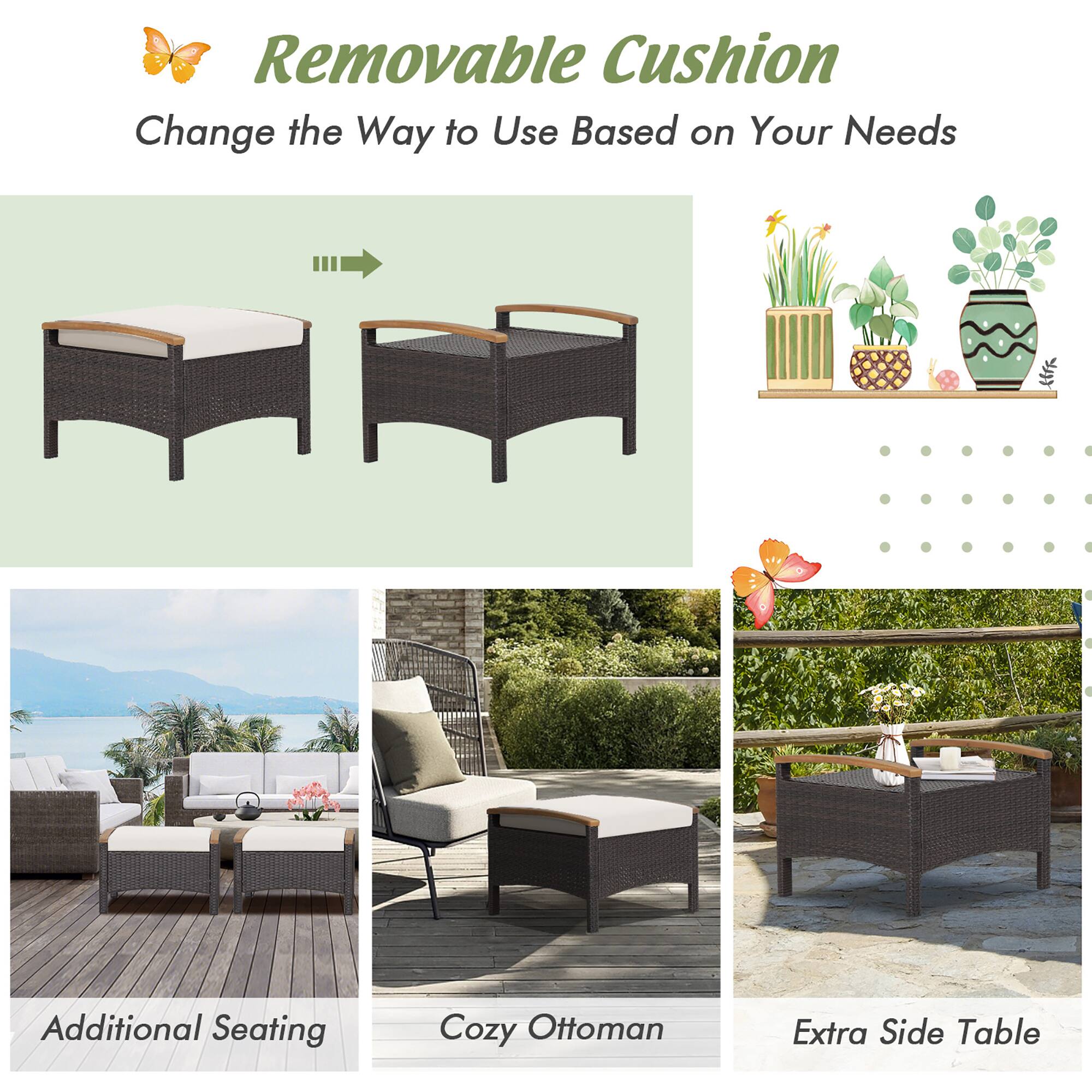 **Removable Cushion**  
Change the Way to Use Based on Your Needs

- Additional Seating
- Cozy Ottoman
- Extra Side Table