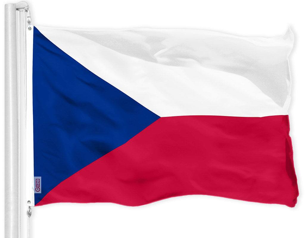 Front. G128 - Czech Republic Flag, 3 x 5 ft Polyester with Brass Grommets - Assorted Colors.