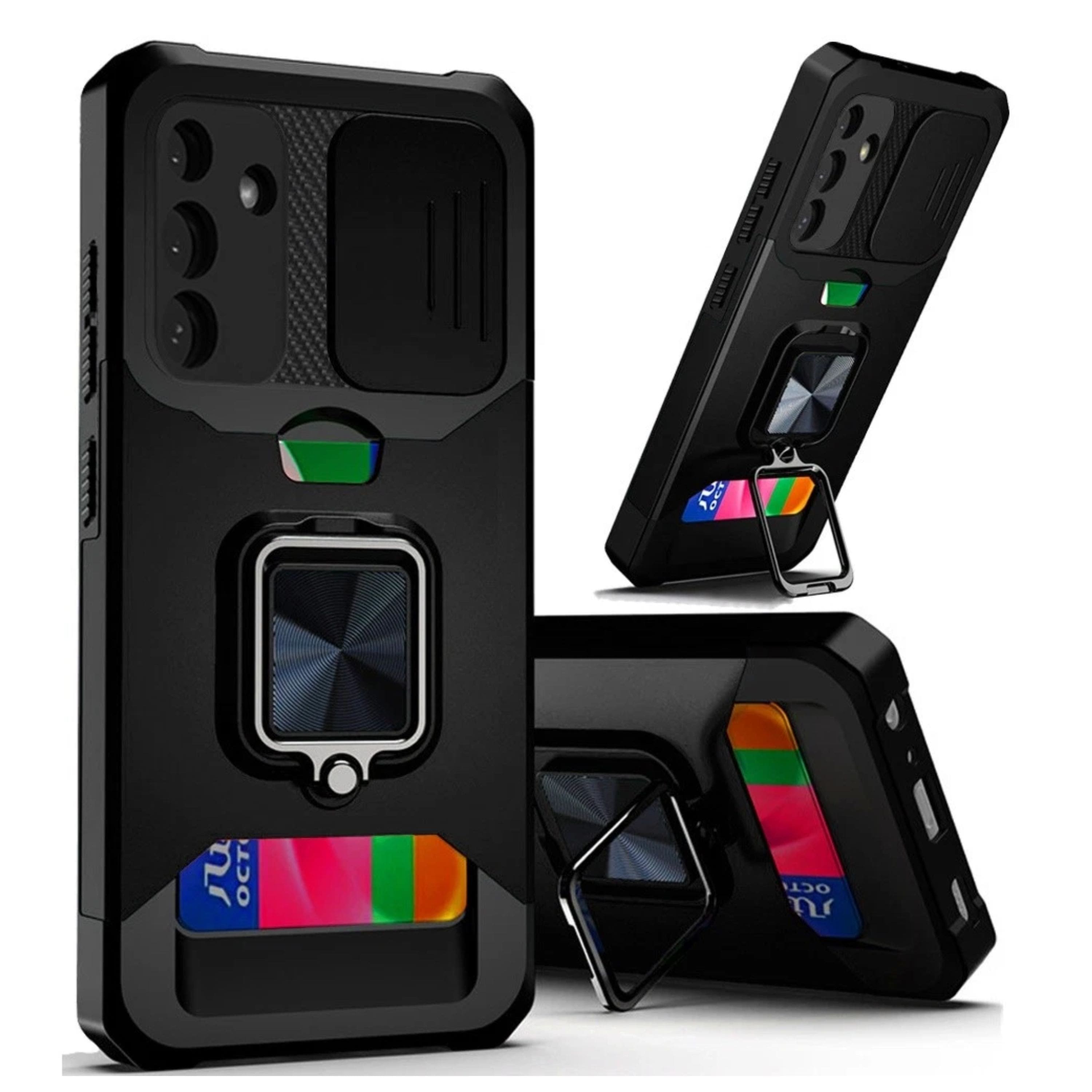 Kitcheniva - Multi-Use Card Magnetic Ring Stand Phone Case With Tempered Glass For Samsung Galaxy S25/S24 - Black price history on PriceWatchPro