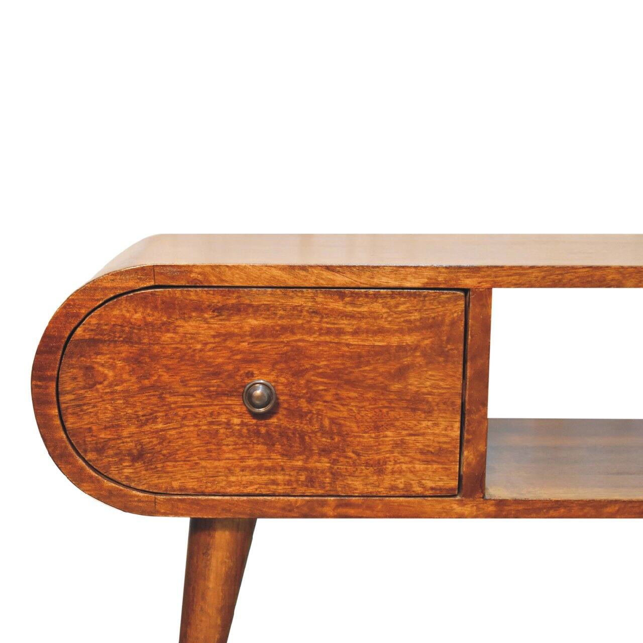 Alt View 1. Artisan Furniture - Artisan Furniture Solid Wood Chestnut Circular TV Unit, - Dark Brown.