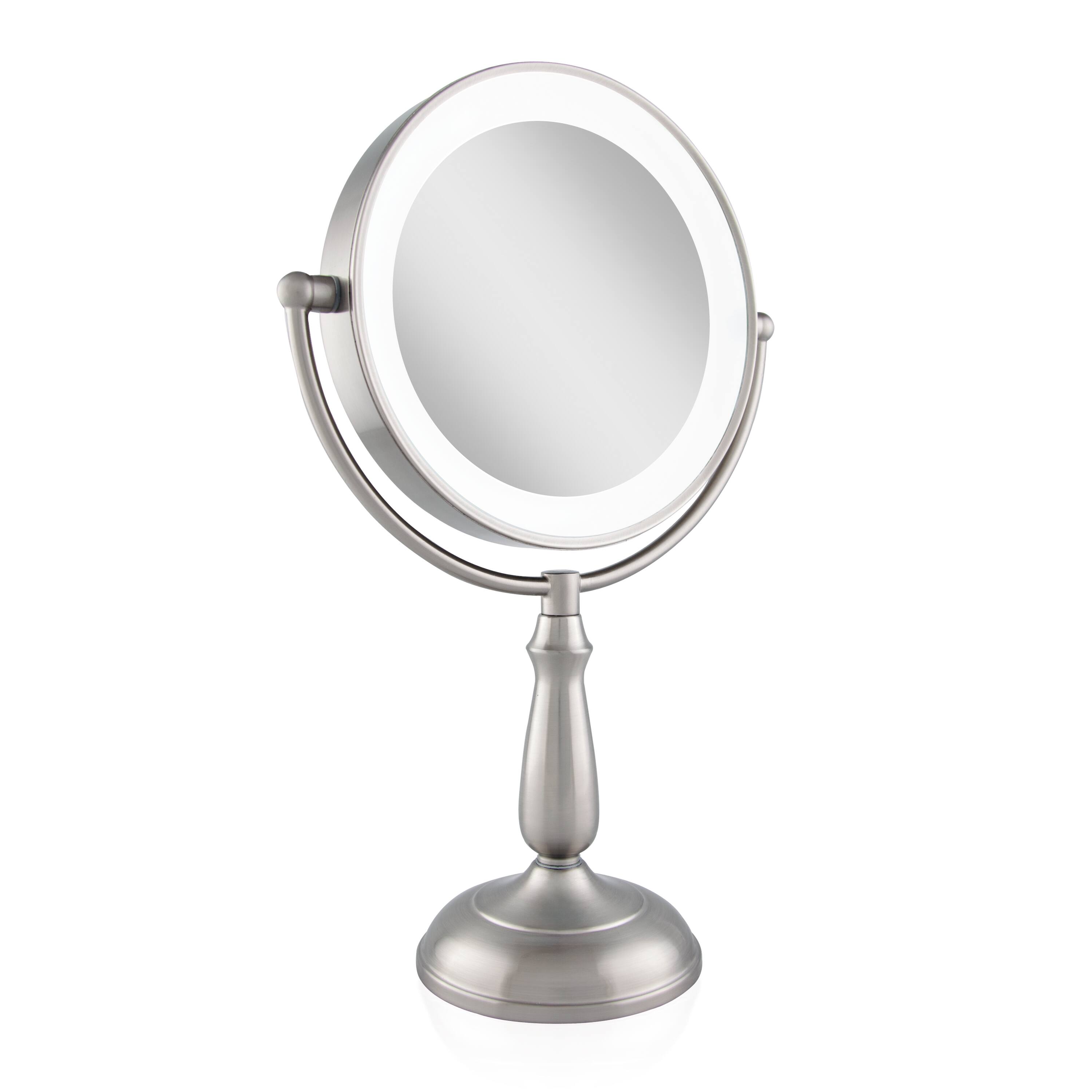 Alt View 1. Zadro - LED Lighted Makeup Mirror with Touch Control and Magnification Options 5X, 10X, 12X - Satin Nickel.