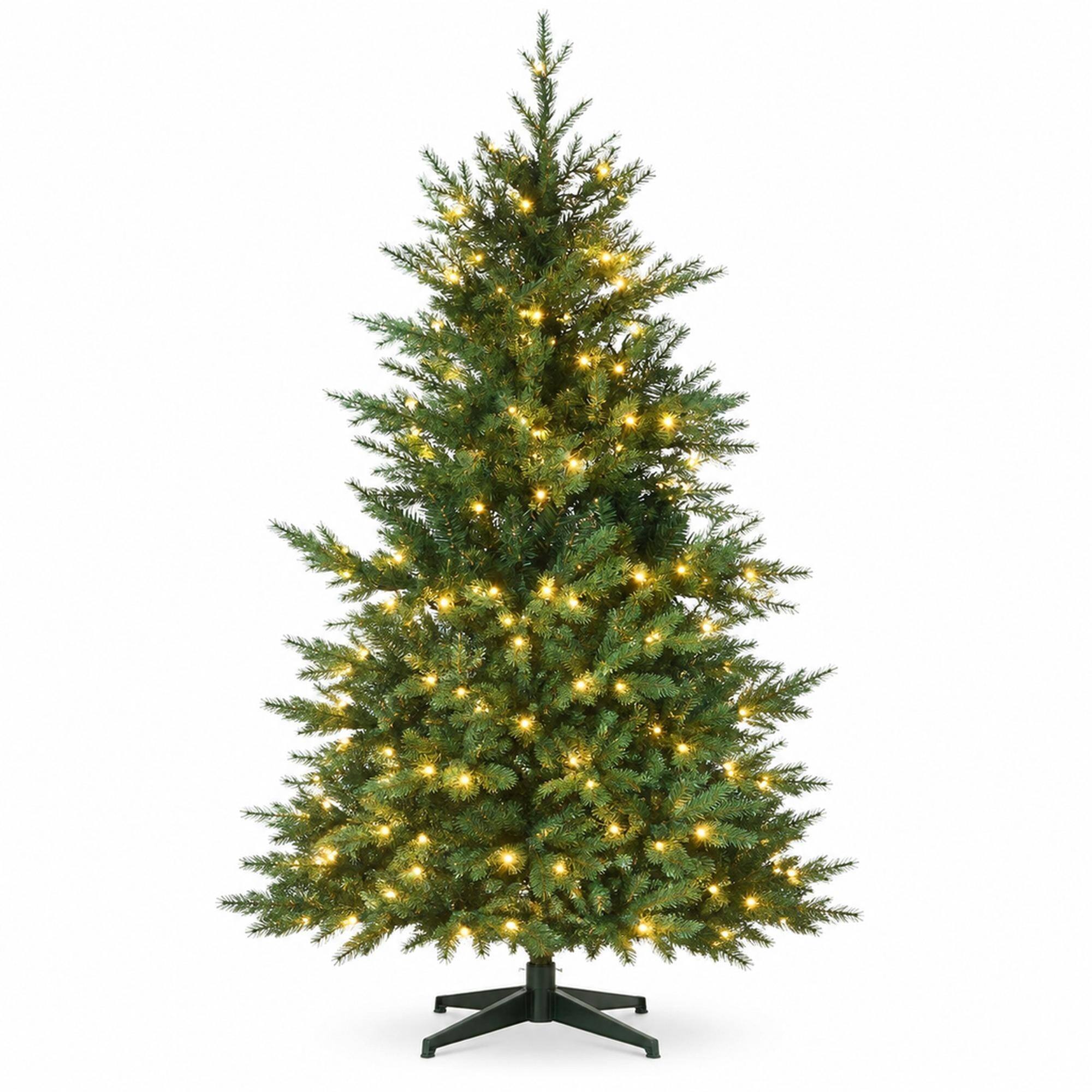 Front. RYHNUYNE - 6 Ft Artificial Christmas Tree With 400 Warm White LED Lights, 2328 Branches Auto Open 8 Light Modes Decor - Green.