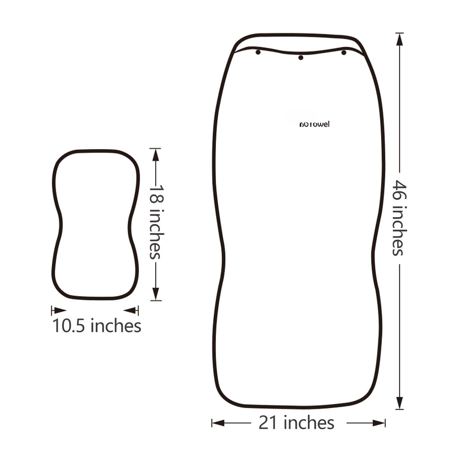 - Bottom width: 10.5 inches
- Height: 18 inches
- Width: 21 inches
- Height: 46 inches