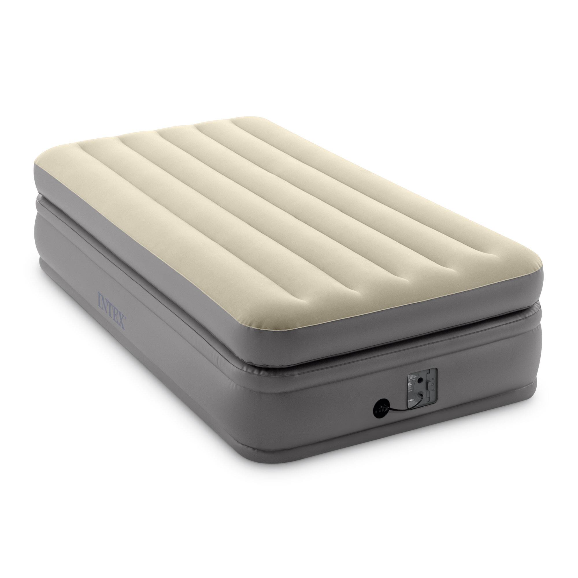 Alt View 7. Intex - Intex Dura Beam Plus Fiber-Tech Elevated Air Mattress with Built-In Pump, Twin - Gray.