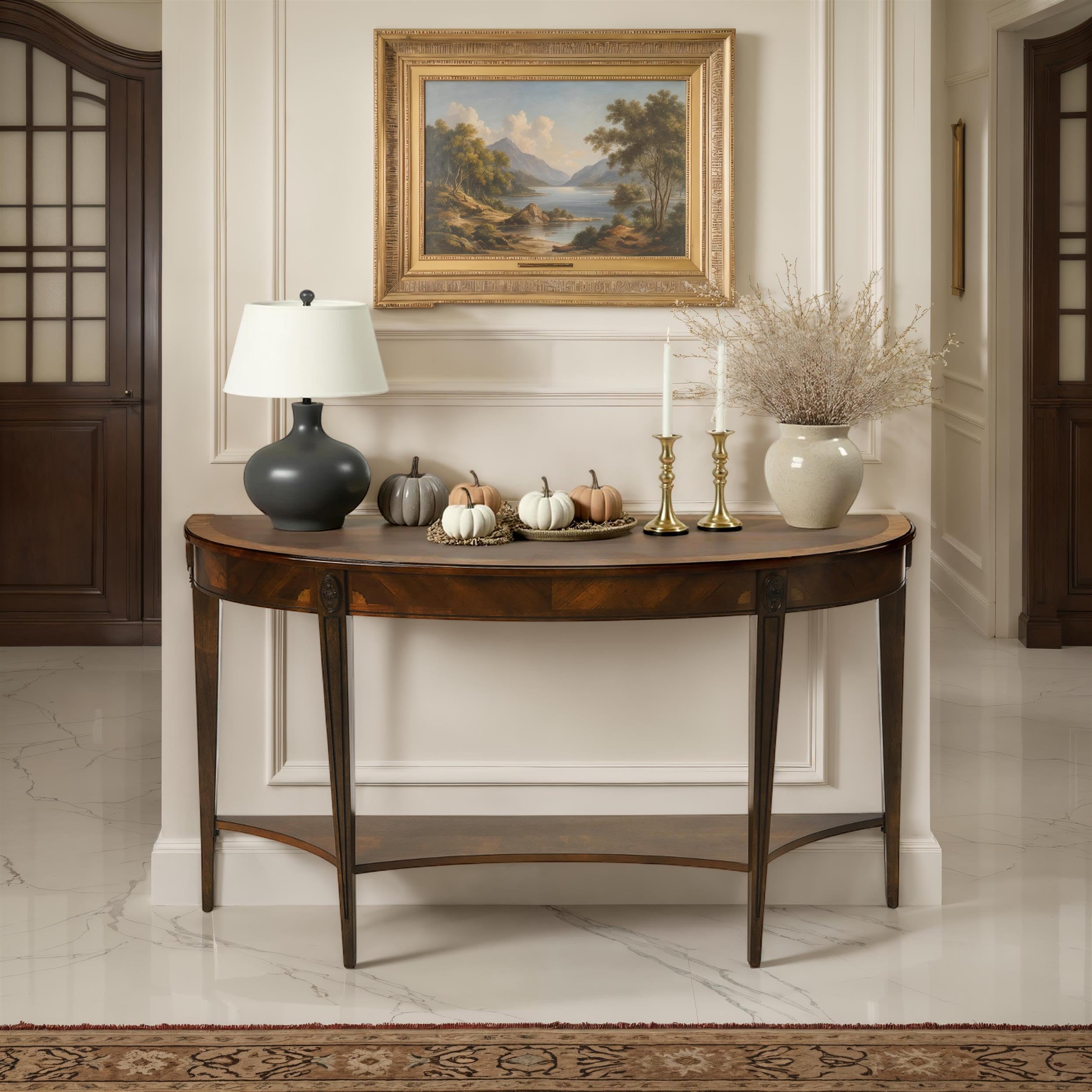 Angle. Butler Specialty - Astor Nutmeg Demilune Console Table - Dark Brown.
