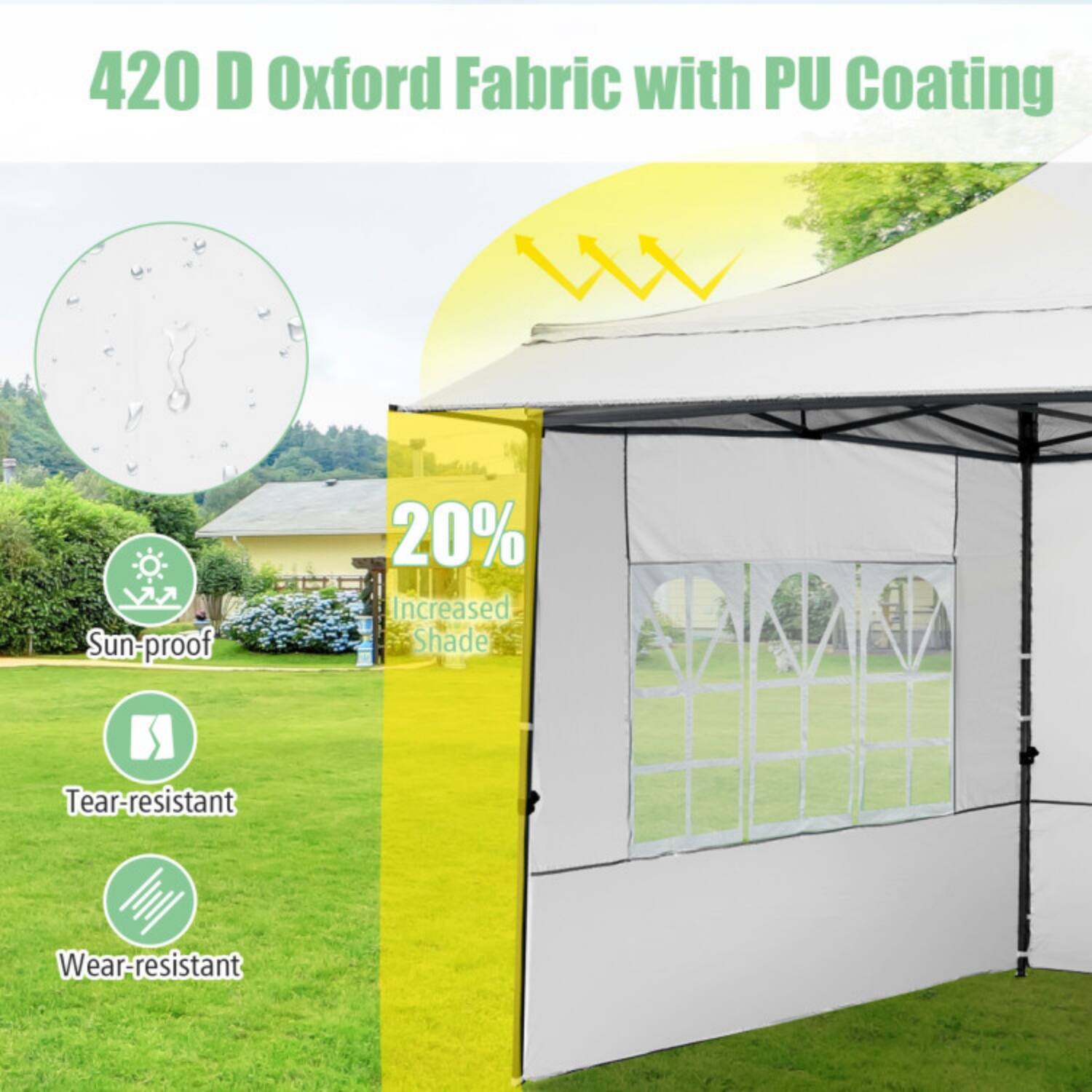 420 D Oxford Fabric with PU Coating

- Sun-proof
- 20% Increased Shade
- Tear-resistant
- Wear-resistant