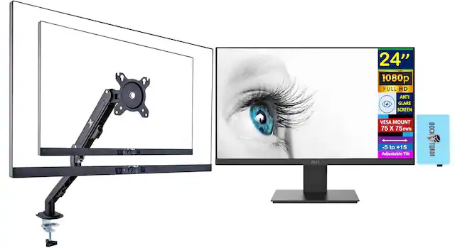24" 1080p FULL HD ANTI GLARE SCREEN
VESA MOUNT 75 x 75mm
-5 to +15 Adjustable Tilt
DOCK TORM