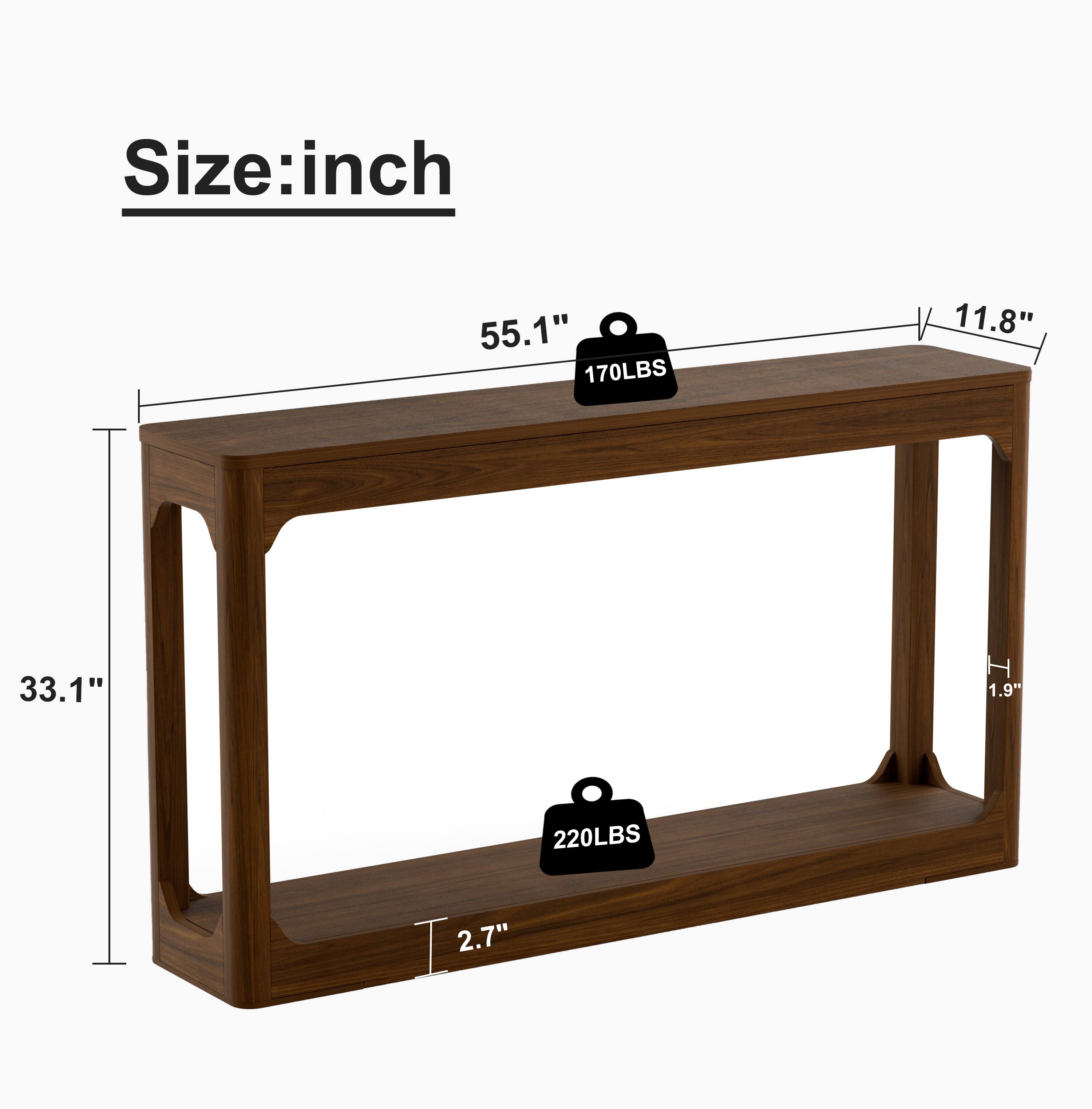 Size: inch  
55.1" x 11.8" x 33.1"  
170LBS  
1.9"  
220LBS  
2.7"