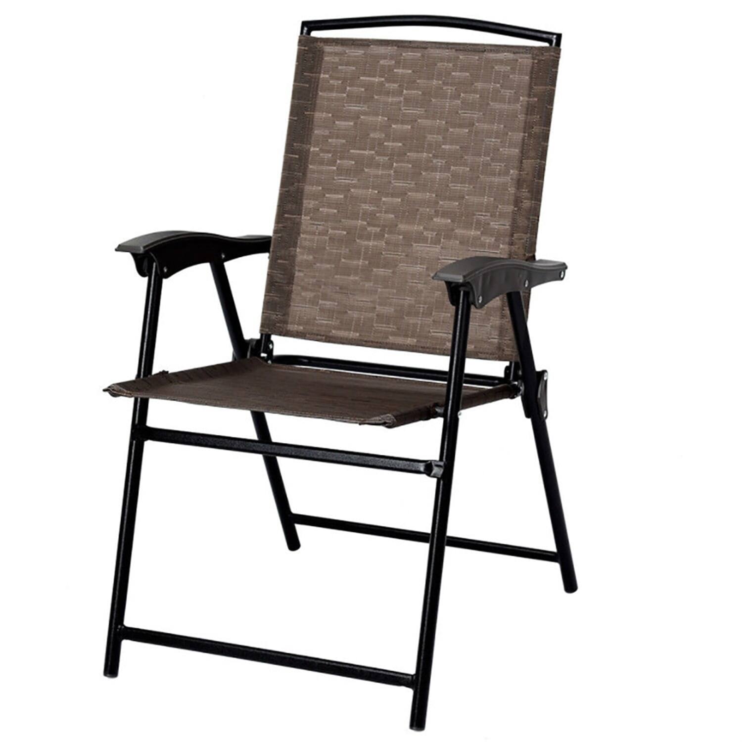Back. Kadyn - 3 Pieces Bistro Patio Garden Furniture Set of Round Table and Folding Chairs, Lounge Chairs Table Set - Brown.