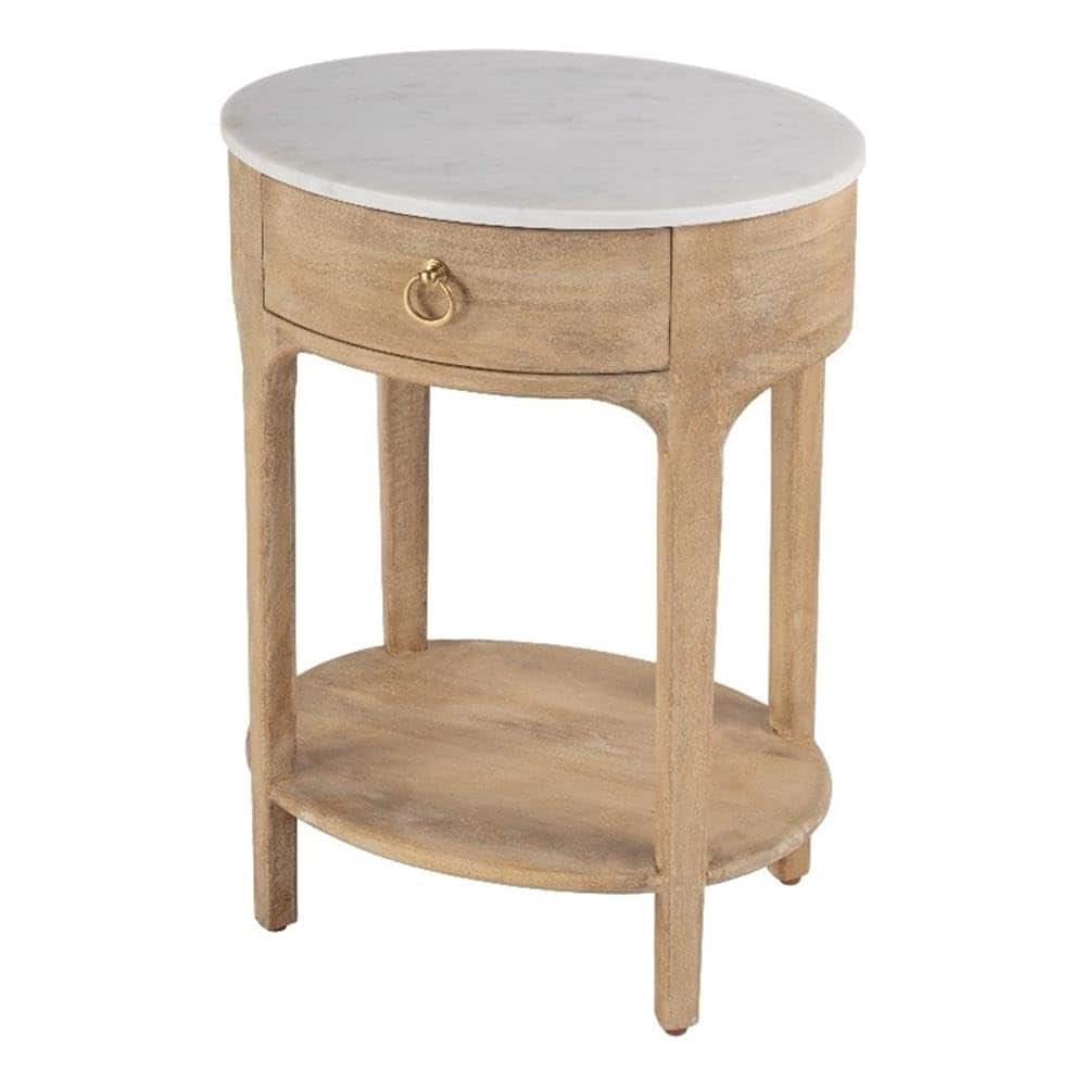 Butler Specialty - Ellen 18.25 in. W Oval Marble and Wood 1 Drawer Nightstand - Medium Brown price history on PriceWatchPro