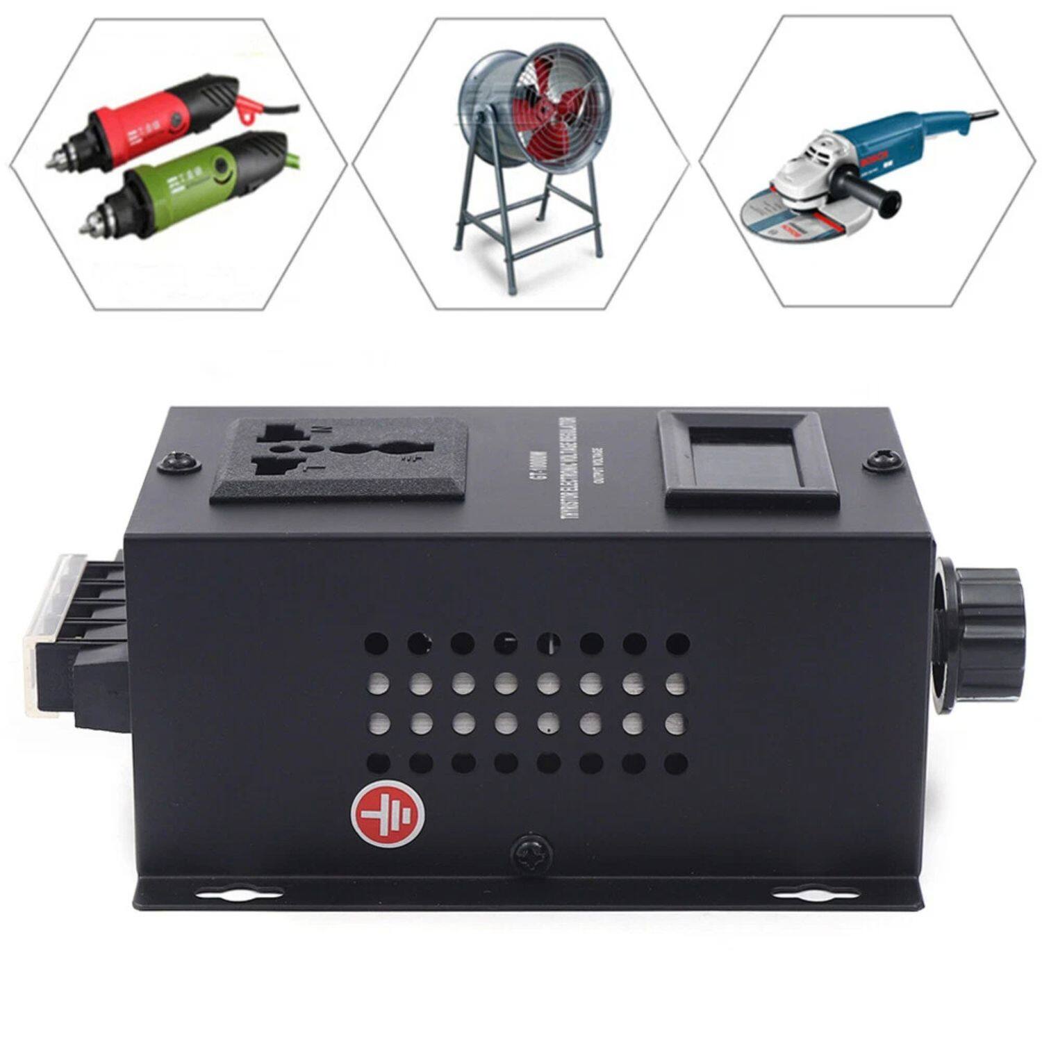 Alt View 6. Home Collection - 10000W Variable Voltage Regulator – AC 110V SCR Dimmer & Motor Speed Controller - Black.