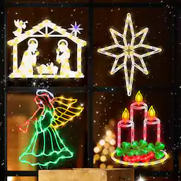 Candle & Nativity & Bethlehem Star & Angel