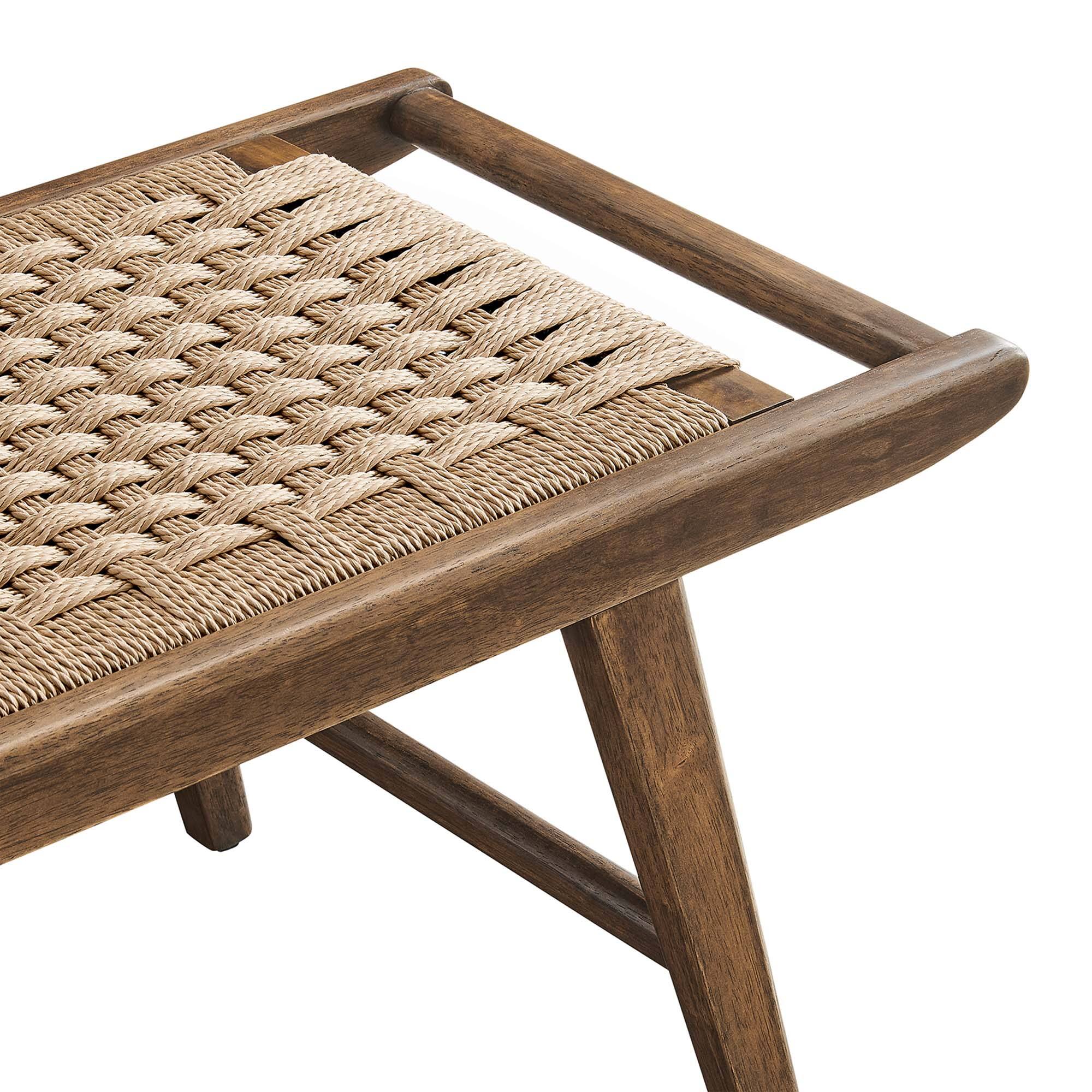 Alt View 2. Modway - Saoirse 47" Wove Rope Wood Bench by Modway - Brown.