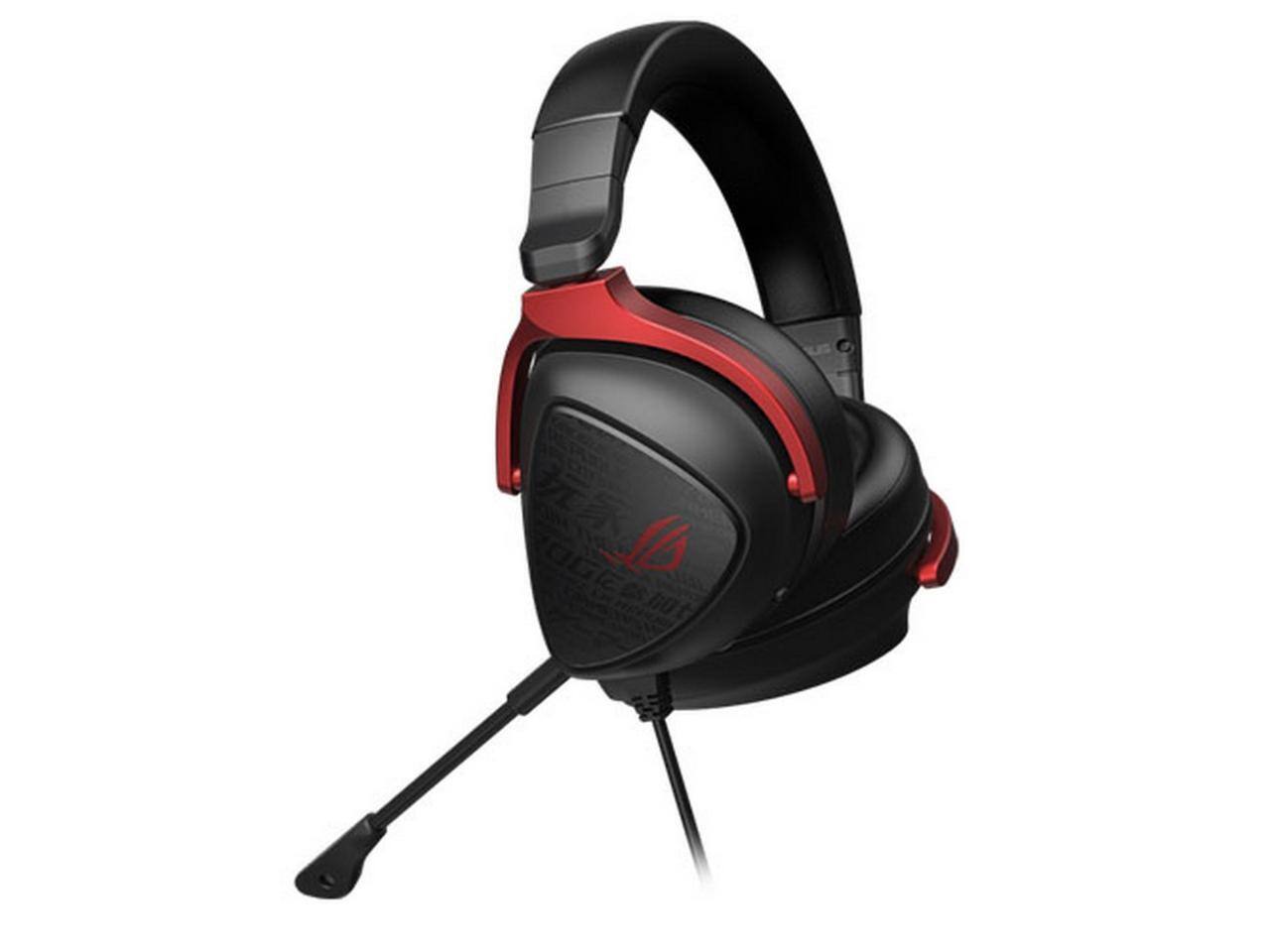 Alt View 1. ASUS - ASUS ROG Delta S Core Gaming Headset (Lightweight, 7.1 Sound, 50mm Drivers, Discord Mic, 3.5mm) - Black - Red.