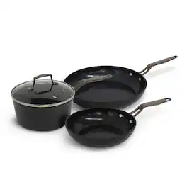 BLU - Blu. Cookware Kitchen Starter Set, Large and Small Frying Pan - Black