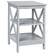 Front. Costway - 3-Tier Nightstand End Table X Design Storage Display Shelf Living Room - Gray.