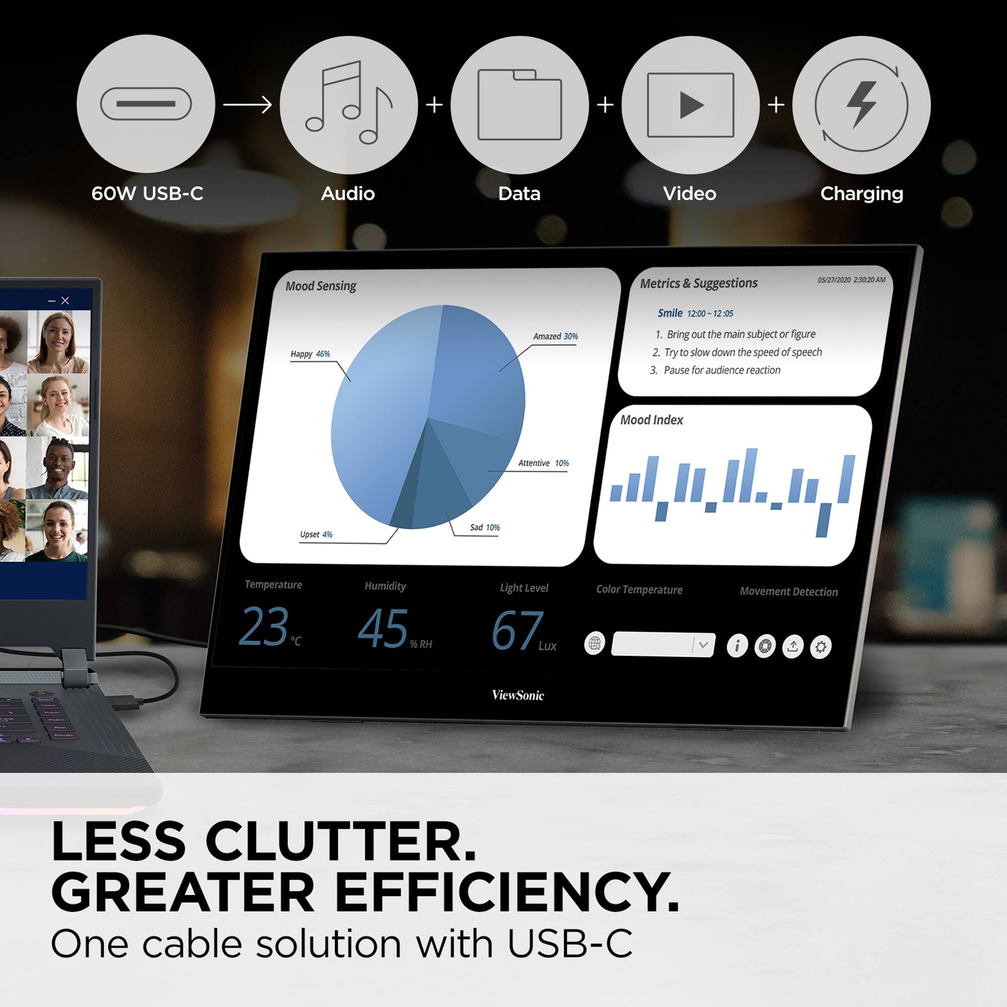 Less Clutter. Greater Efficiency. One Cable Solution with USB-C.