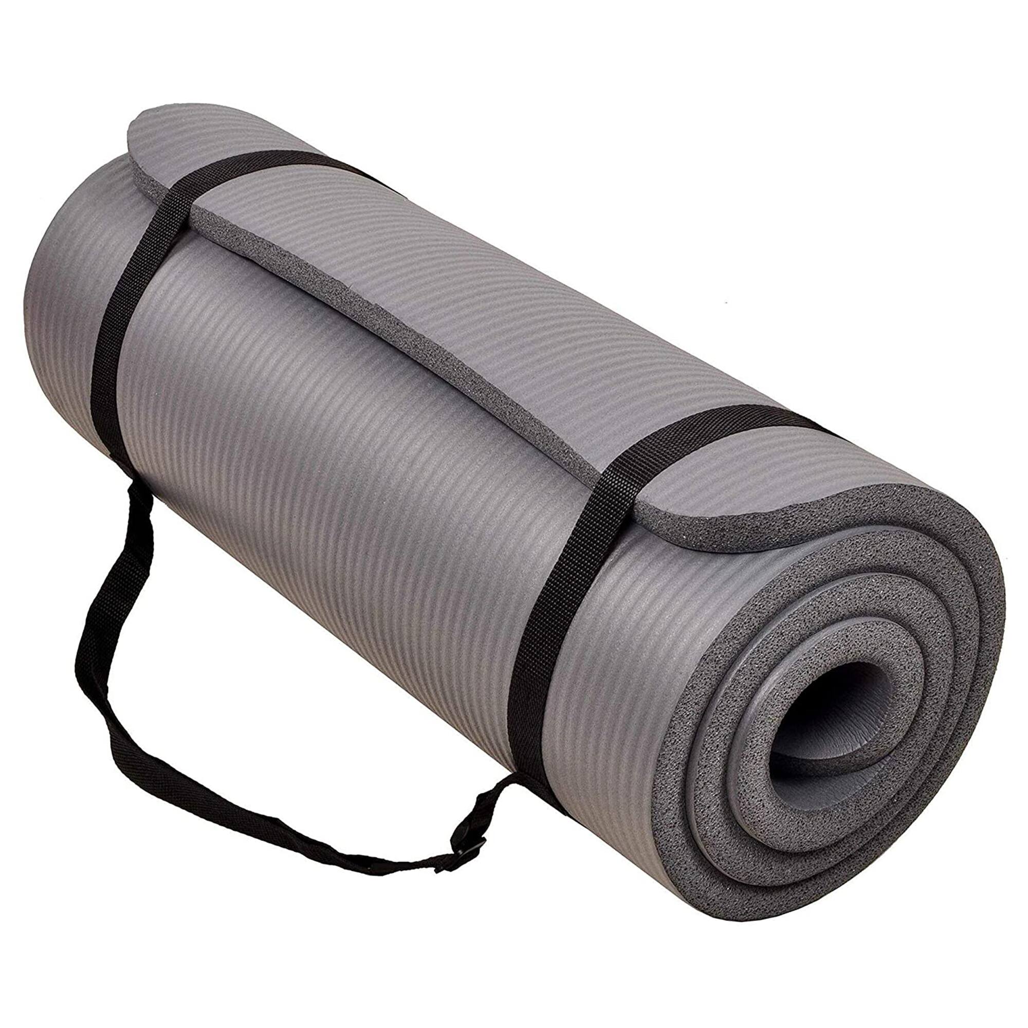 BalanceFrom Fitness - BalanceFrom GoCloud 1" Extra Thick Exercise Yoga Mat with Carrying Strap - Gray