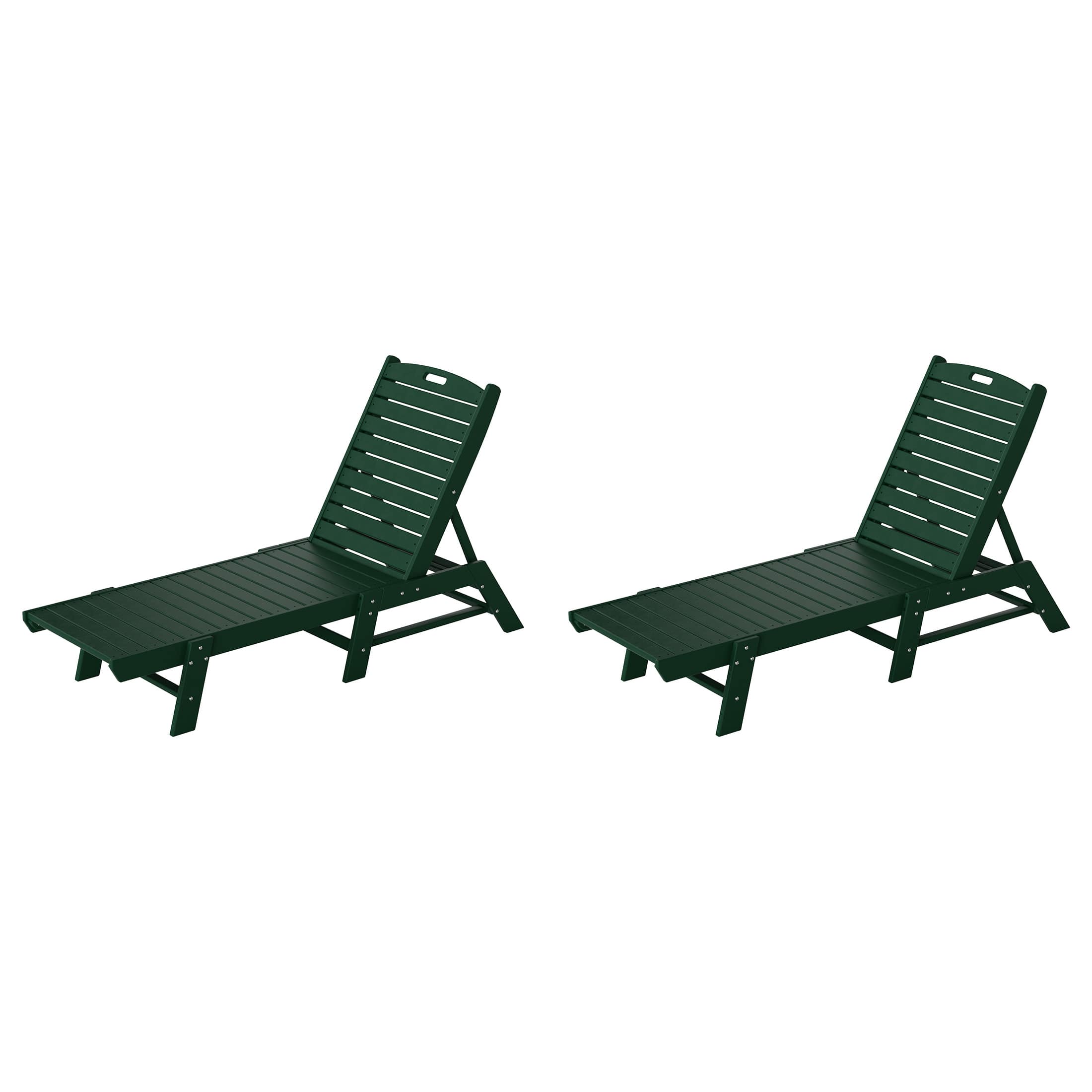 WestinTrends - Malibu Poly Reclining Outdoor Patio Chaise Lounge Chair Adjustable (Set of 2) - Dark Green