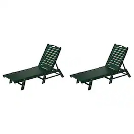 WestinTrends - Malibu Poly Reclining Outdoor Patio Chaise Lounge Chair Adjustable (Set of 2) - Dark Green