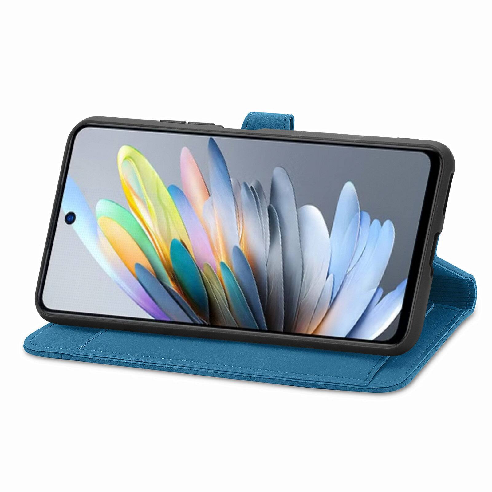Alt View 2. Dteck - for Motorola G 5G (2025) Wallet Case,Folio Shockproof PU Leather Card Holder Cover with Zipper Pocket & Wrist Strap - Blue.