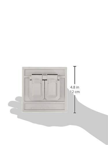 Angle. Leviton - 1-Gang Oversize Weather-Resistant Duplex Wallplate, Thermoplastic, Device Mount, Horizontal - White.