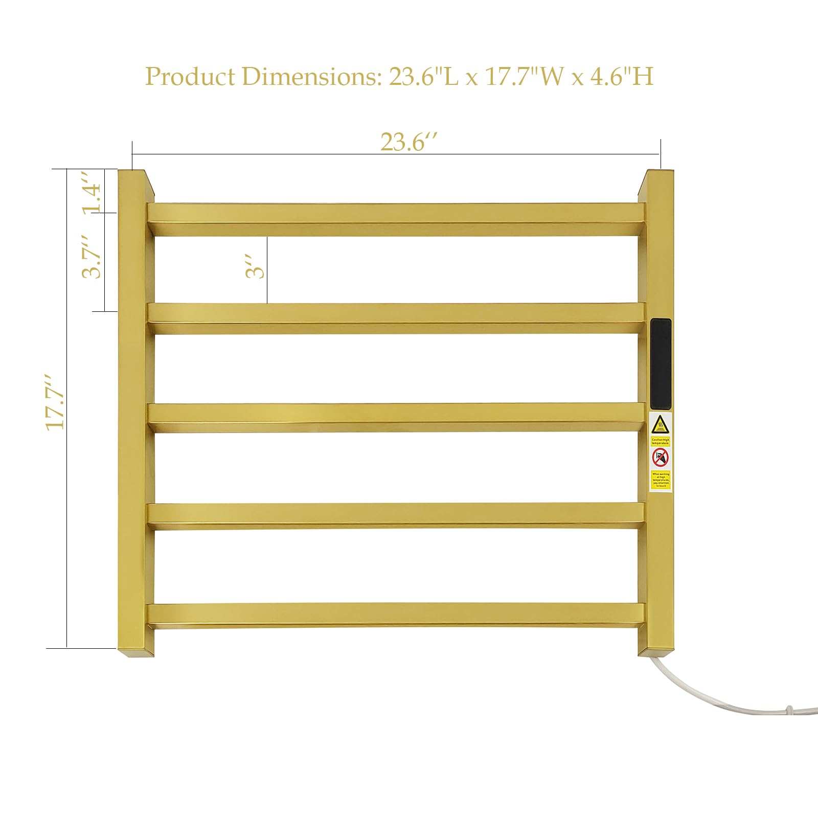 Product Dimensions: 23.6"L x 17.7"W x 4.6"H

23.6"

17.7"

3.7"

1.4"

3"