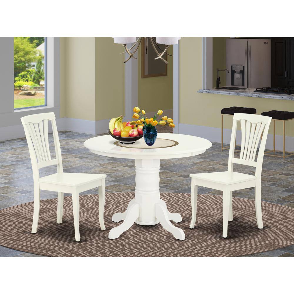 Left. East West Furniture - Dining Room Set Linen White - Brown.