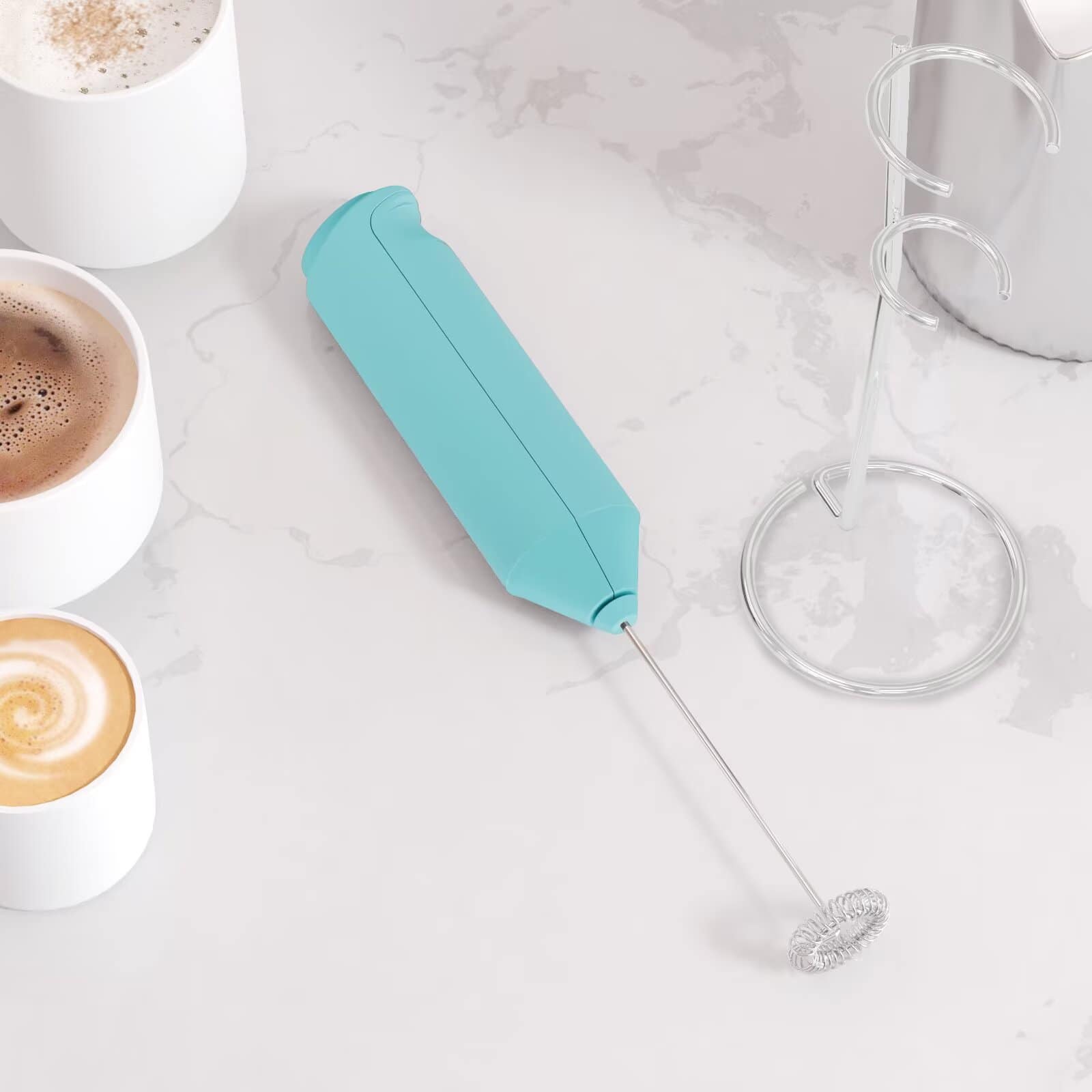 Tooloton - Handheld Milk Frother, Mini Foam Maker for Coffee, Matcha and Hot Chocolate, Stand Not Included - Aqua