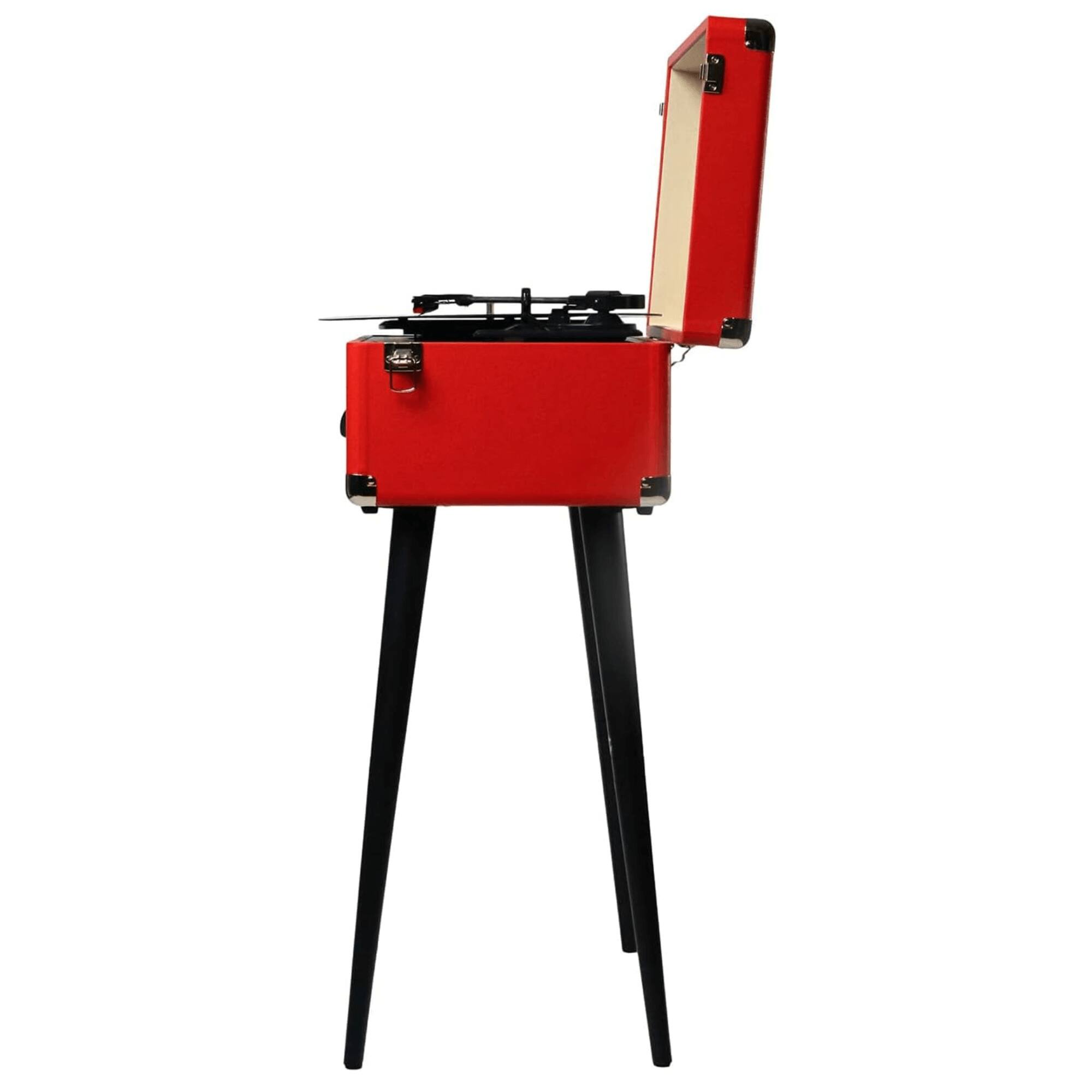 Left. Victor Audio - Andover 5-in-1 Music Center with Chair-Height Legs and Bluetooth Function - Red.