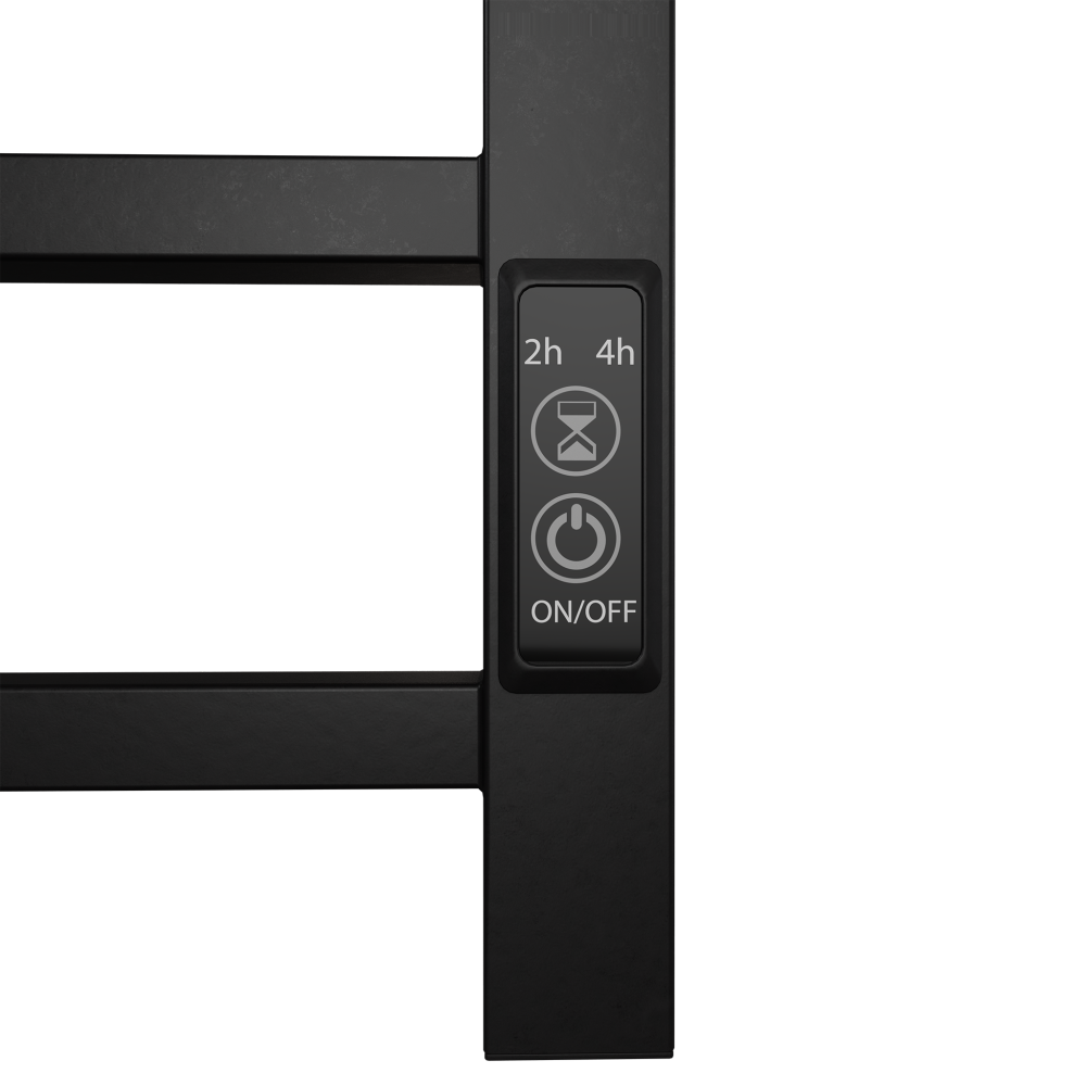 Alt View 2. JUJABU - 6 Bar Wall Mount Electric Heated Towel Warmer Plug-in Timer Matt Black - Matt Black.