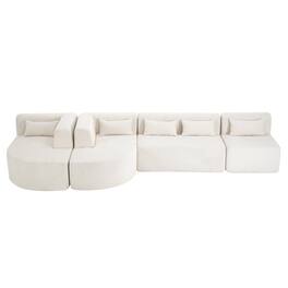 Boyel Living - 144 inch Upholstered Sofa Free-combined Sofa Couch with Two Chaise Lounge and Five Back Pillows for Living Room - Beige