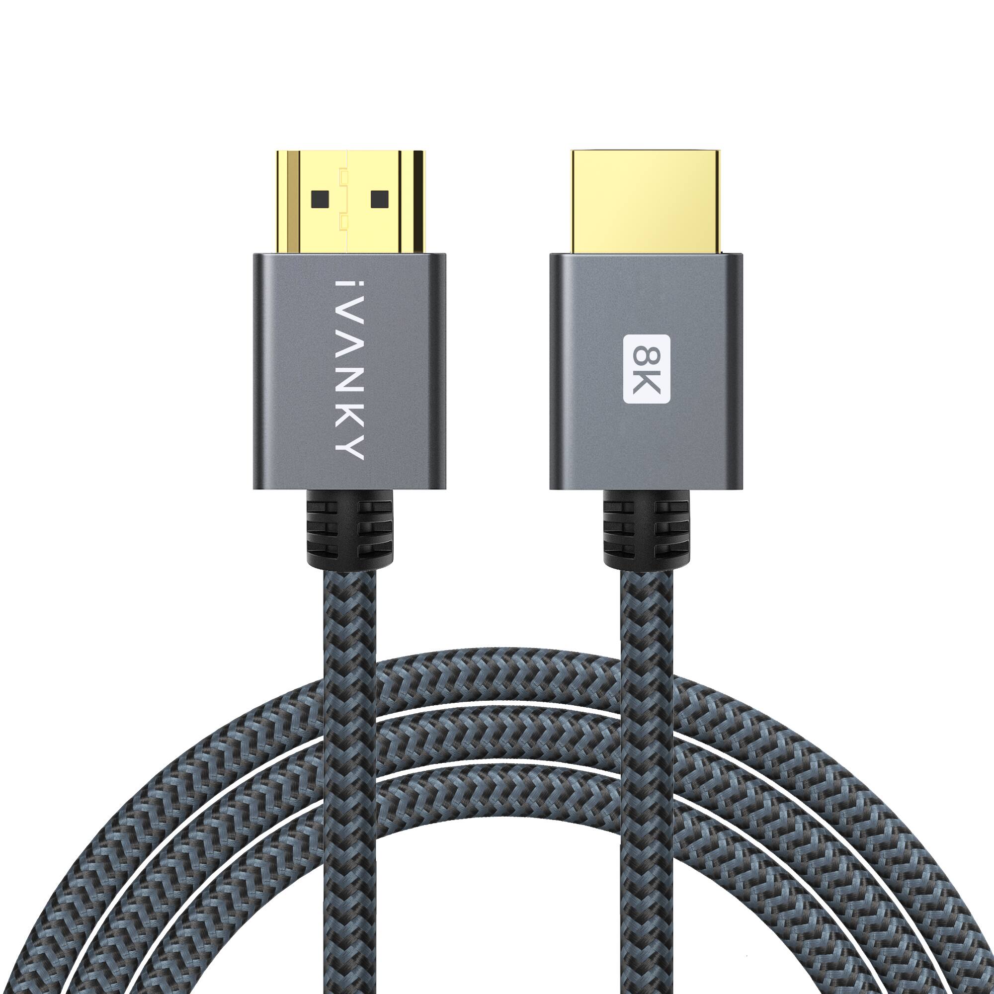 Angle. iVANKY - 8K HDMI Cable 6.6 FT, High Speed 48Gbps HDMI 2.1 Cable for Roku TV/PS5/HDTV/Blu-ray - Black.