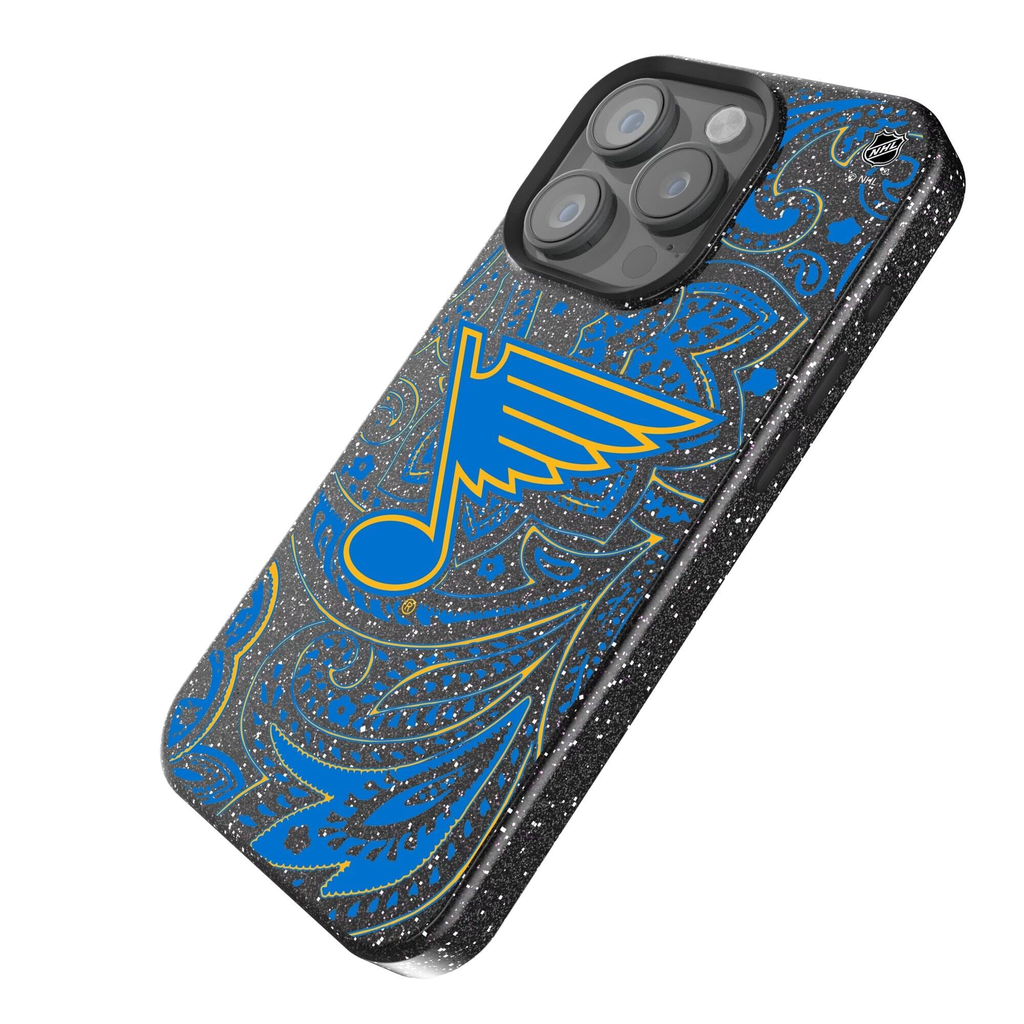 Alt View 1. Keyscaper - Black St. Louis Blues Paisley Bling iPhone Case - 16 Pro Max - Black.