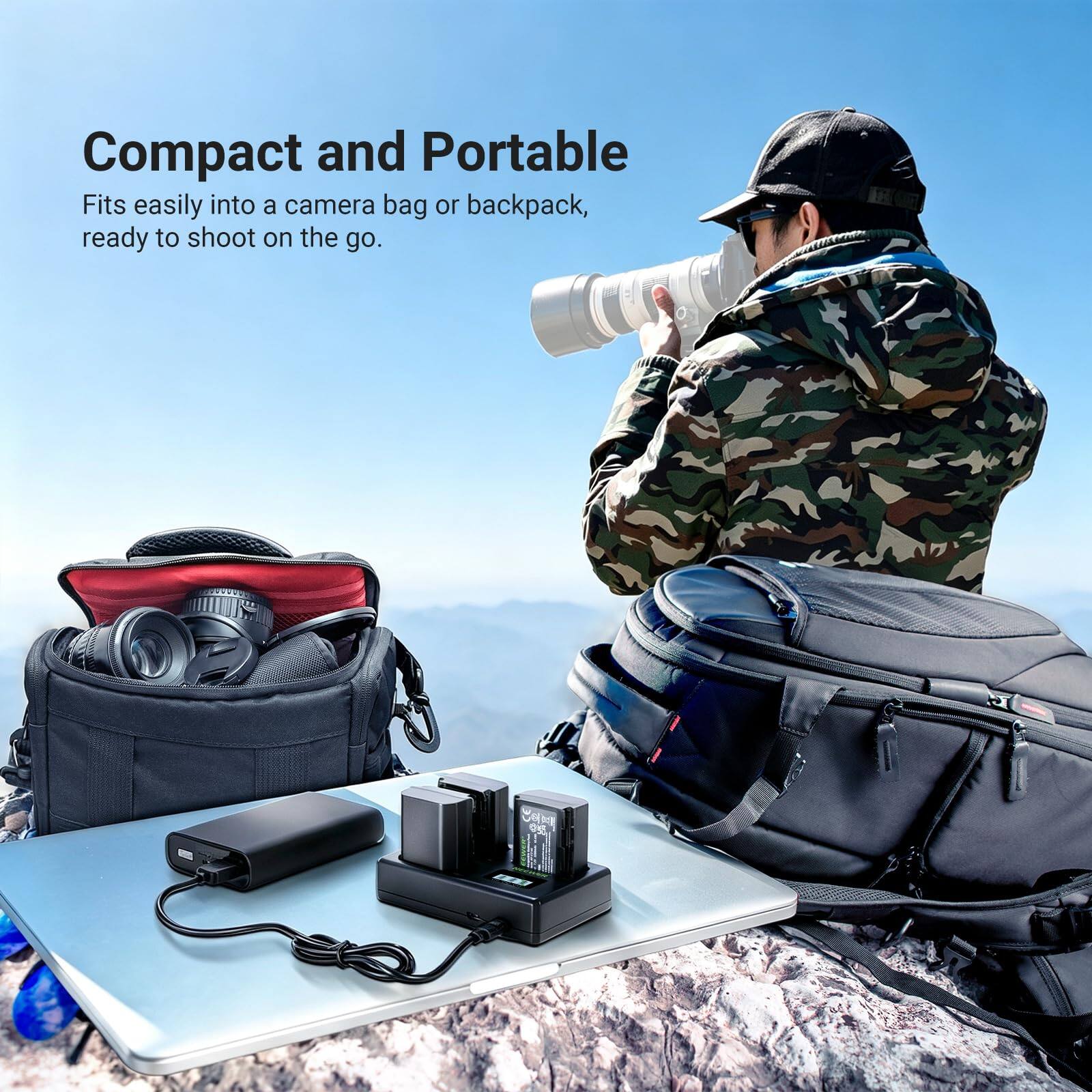 Compact and Portable  
Fits easily into a camera bag or backpack, ready to shoot on the go.
