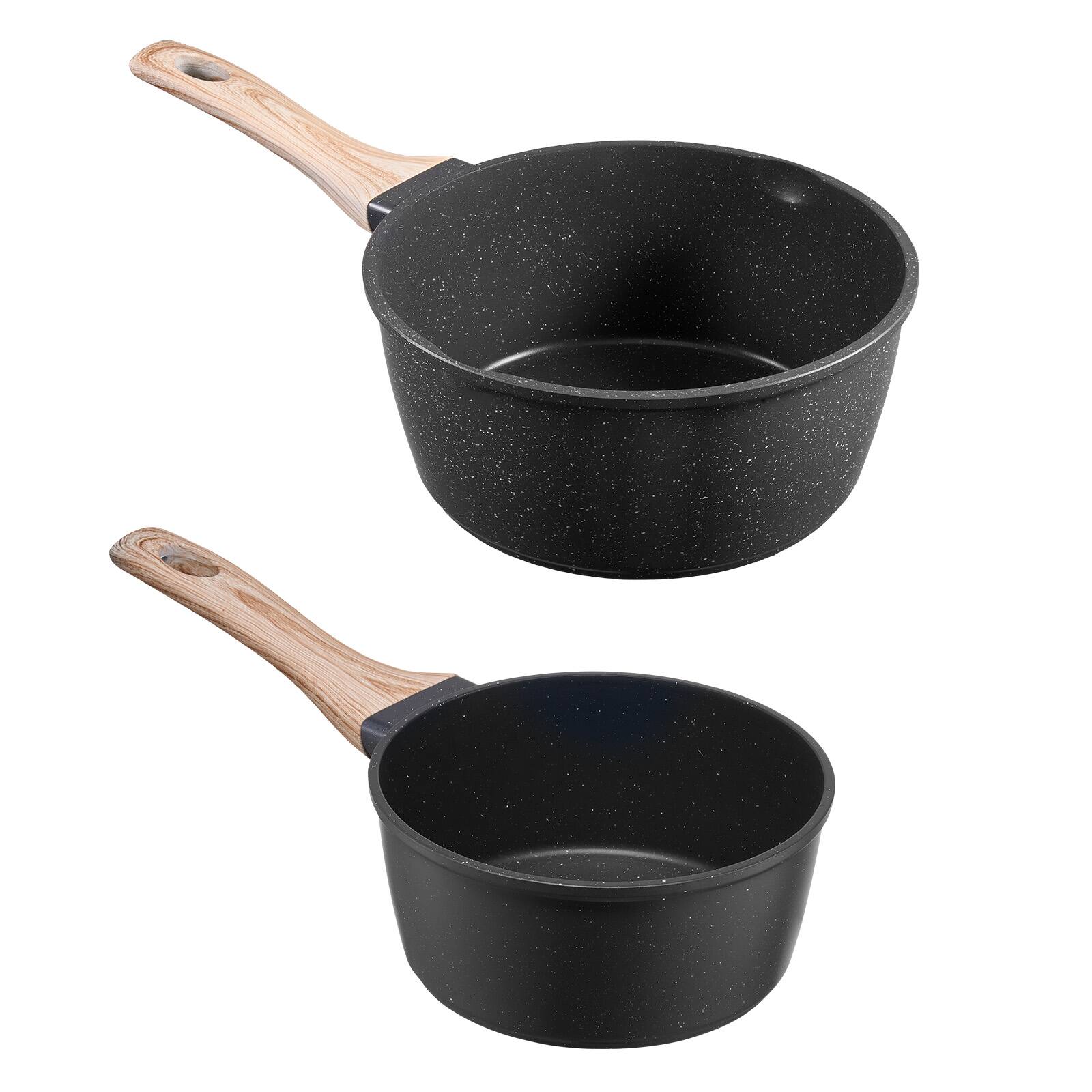 Alt View 5. VEVOR - Saucepan Set, 1.5 QT & 2.5 QT Nonstick Saucepan with Glass Lids, Multipurpose Cooking Sauce Pots with Detachable Handles - Black.
