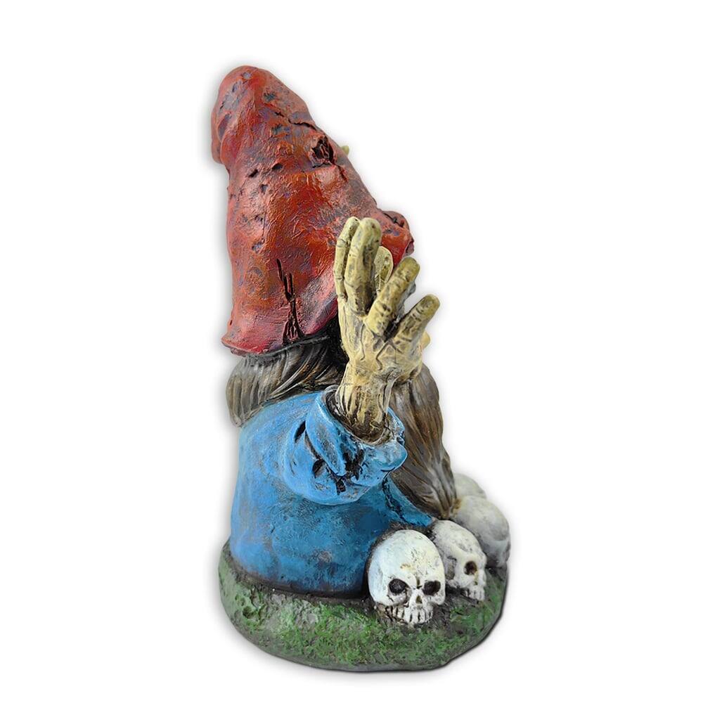Alt View 1. OrnamentallyYou - Zombie Gnome Garden Statue, 8" Outdoor Halloween Figurine Yard Decoration - Orange.
