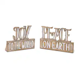 BreeBe - Joy and Peace Sign (Set of 2) - Brown, White