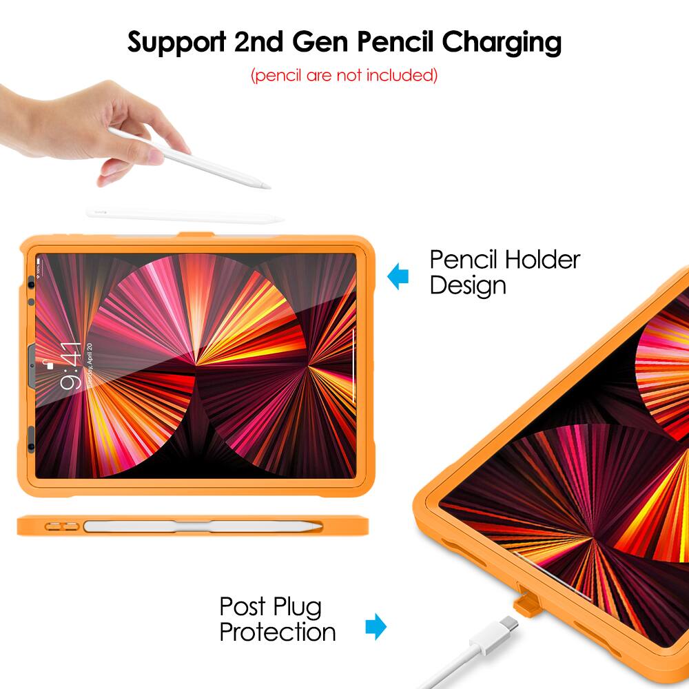 Support 2nd Gen Pencil Charging  
(pencil are not included)

Pencil Holder Design

Post Plug Protection