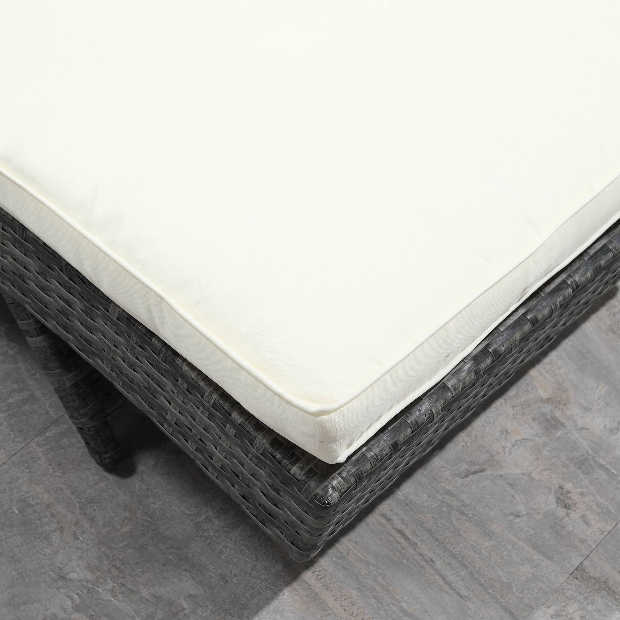 Alt View 7. Outsunny - Wicker Chaise Lounge Chair Outdoor PE Rattan Cushioned Patio Sun Lounger with 5-Level Adjustable Backrest & Wheels - Cream White.