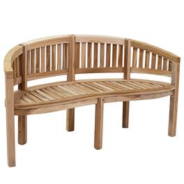 Sunnydaze - Outdoor Wooden Teak Banana Bench for Garden or Patio - 59" - Brown
