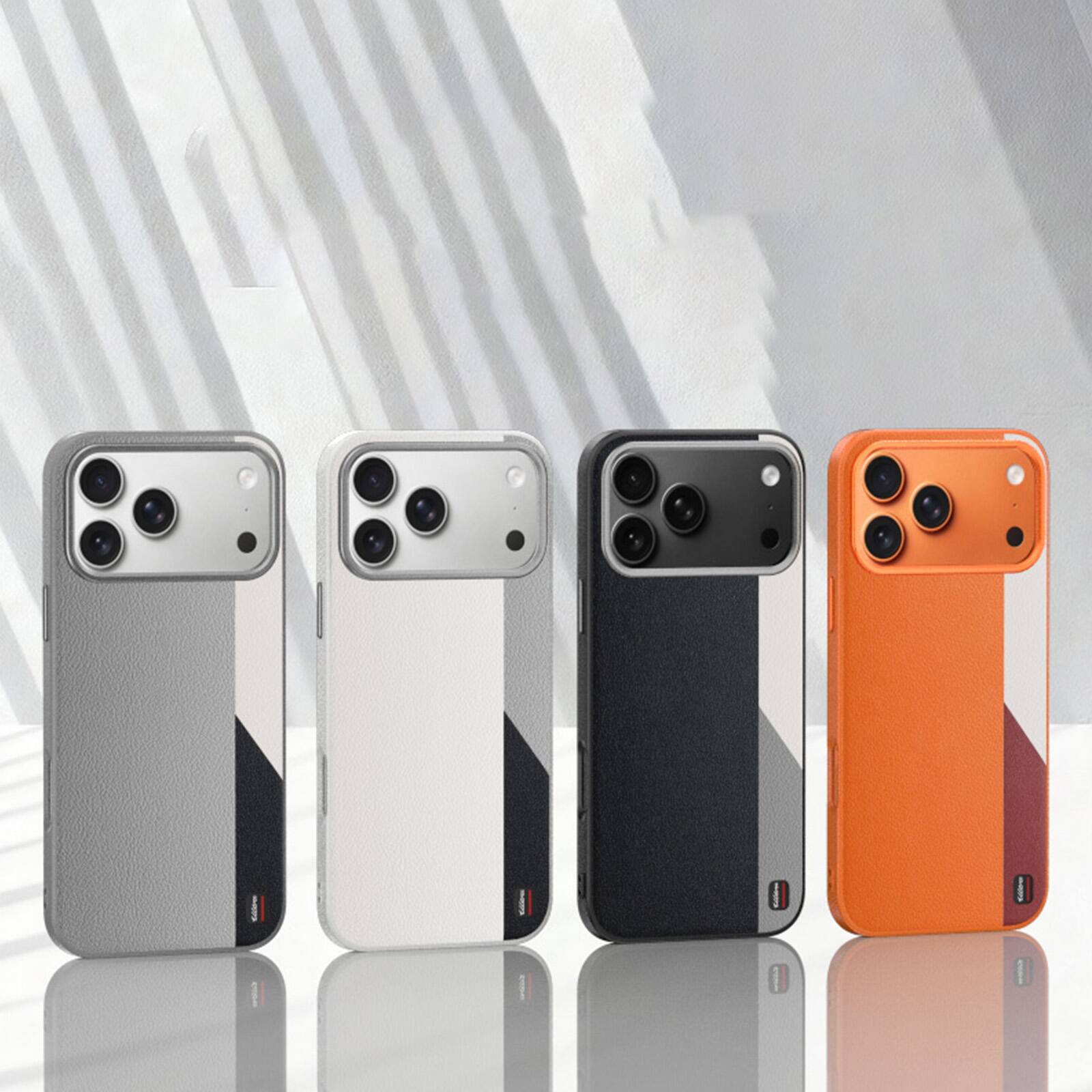 Alt View 9. Dteck - Magnetic Case for Apple iPhone 17 Pro, Leather Texture Shockproof Protective Cover, Enhanced Camera Protection - White.