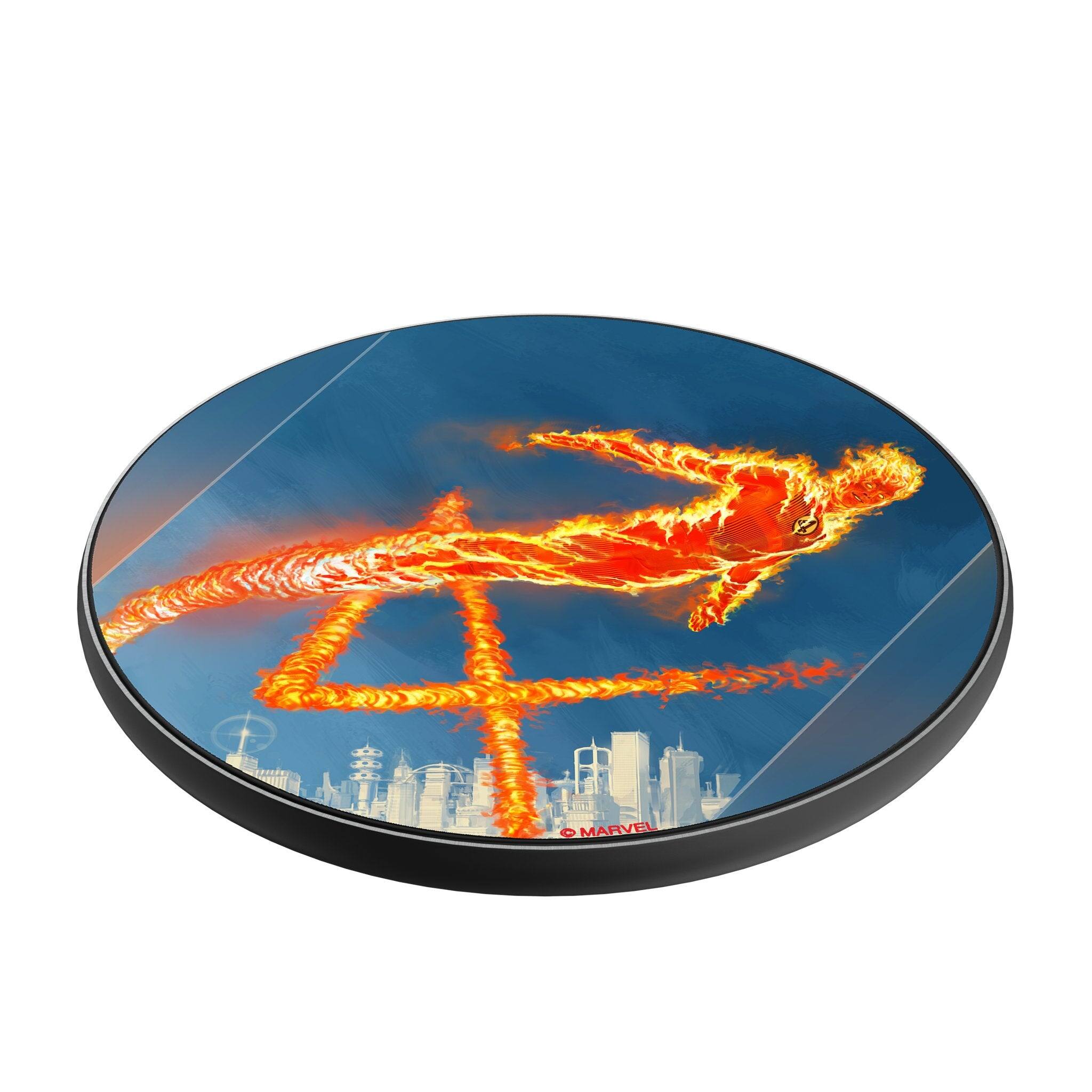 Angle. Keyscaper - Marvel Cover Art 15-Watt Wireless Charger - Human Torch.