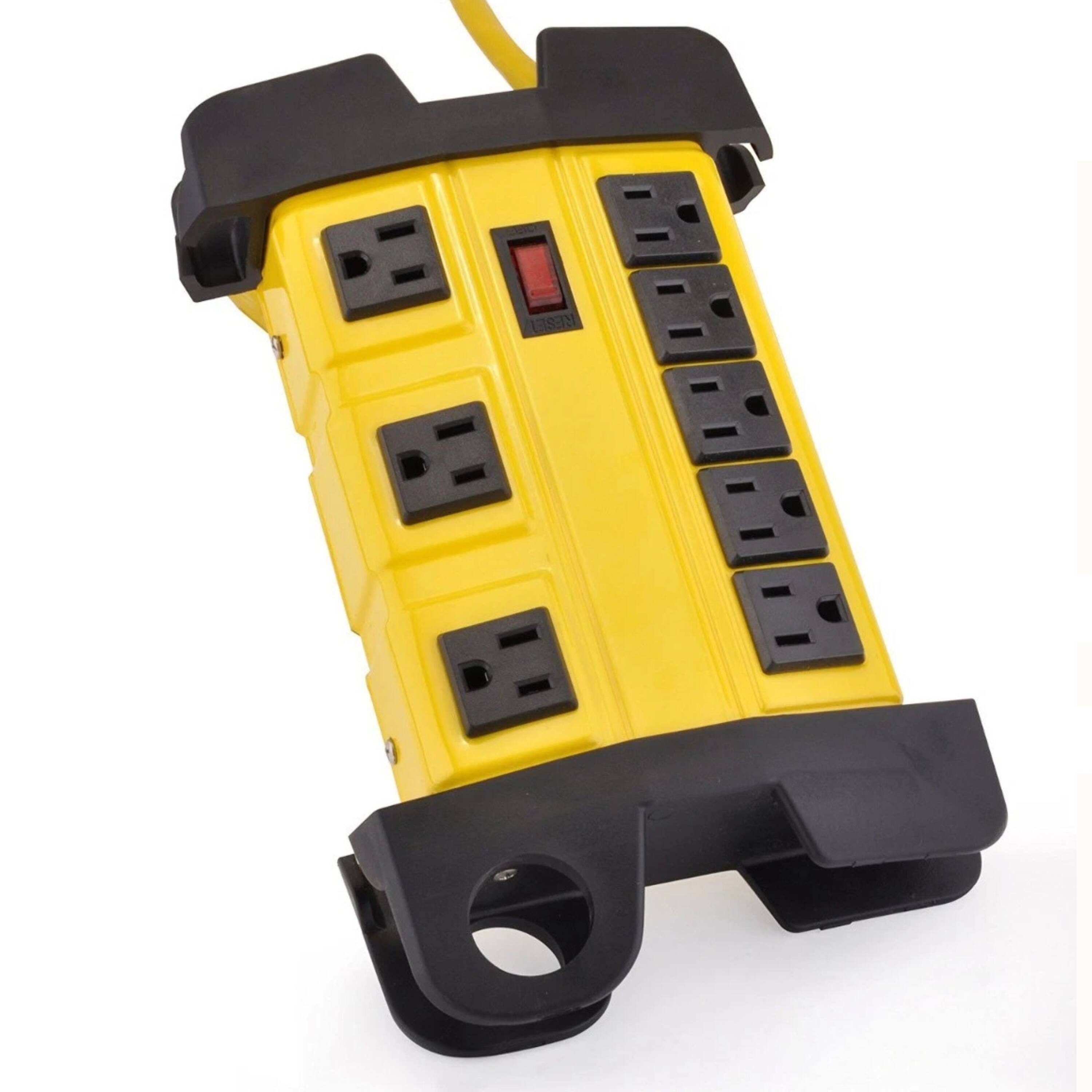 Front. Kitcheniva - 8 Outlet Metal Power Strip Surge Protector 3ft 15A 125V 300J - Yellow.