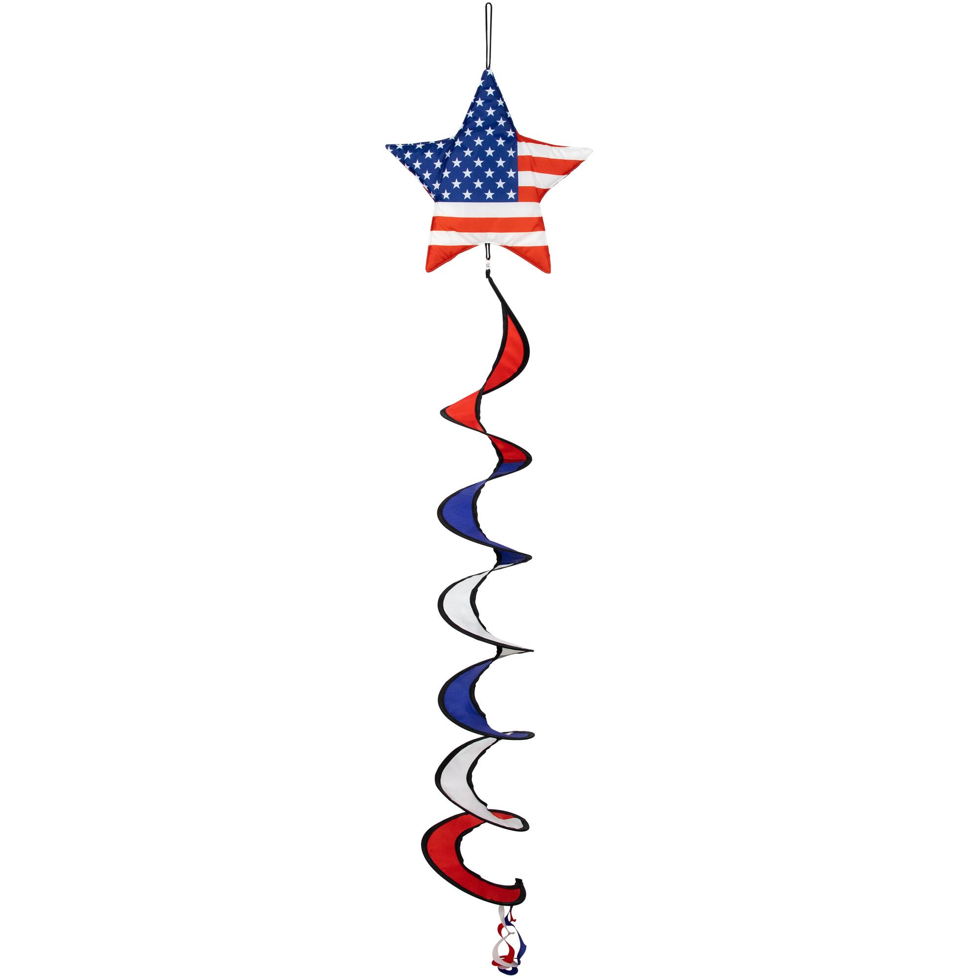 Front. Northlight - 51" Americana Stars and Stripes Outdoor Wind Spinner - Blue.