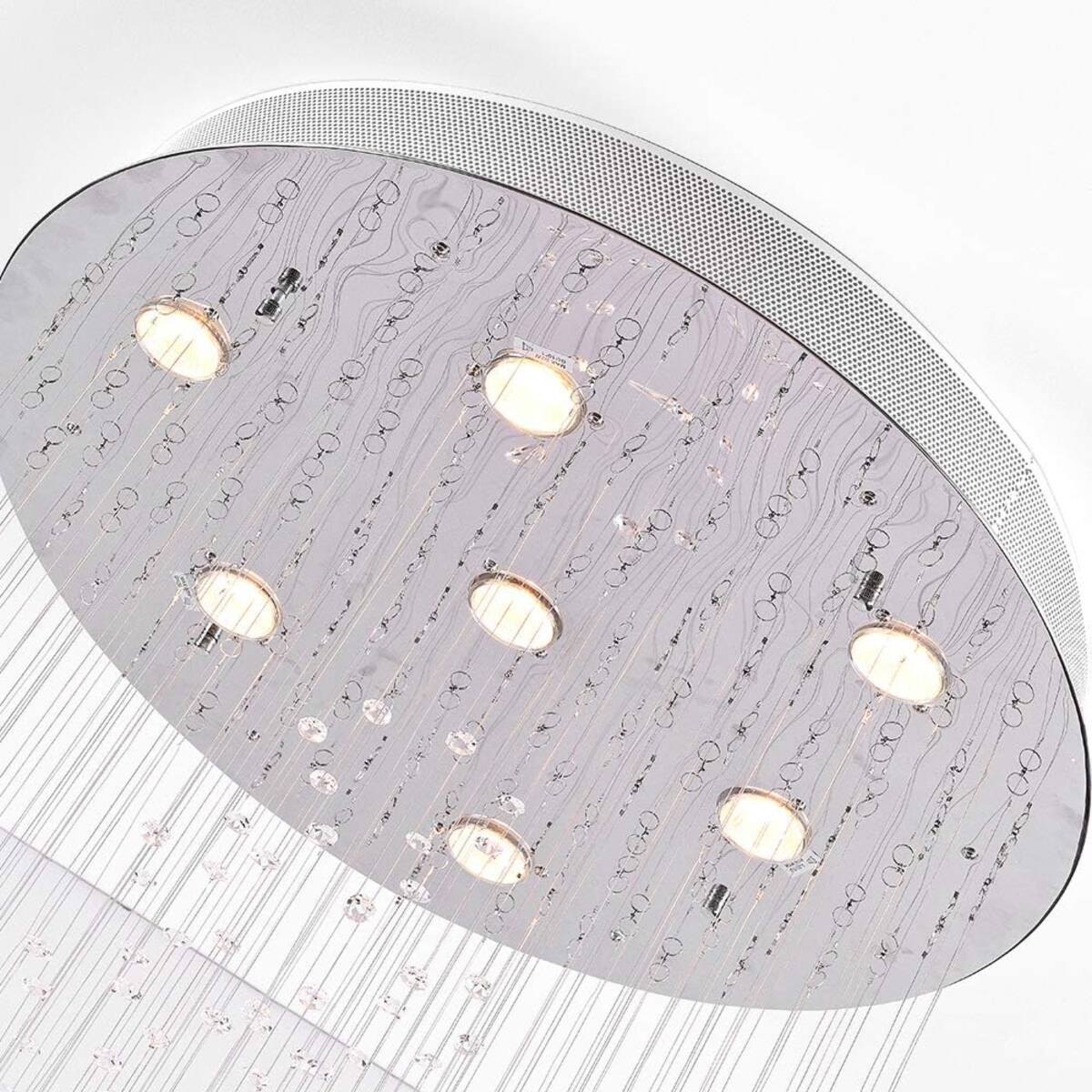 Alt View 3. Loheer - Loheer 64.5 Inch Crystal Raindrop Chandelier, 7 Light Modern Flush Mount Ceiling Fixture, Nickel.