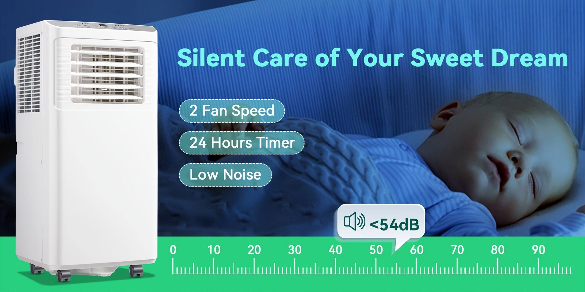 Silent Care of Your Sweet Dream

2 Fan Speed  
24 Hours Timer  
Low Noise  

<54dB