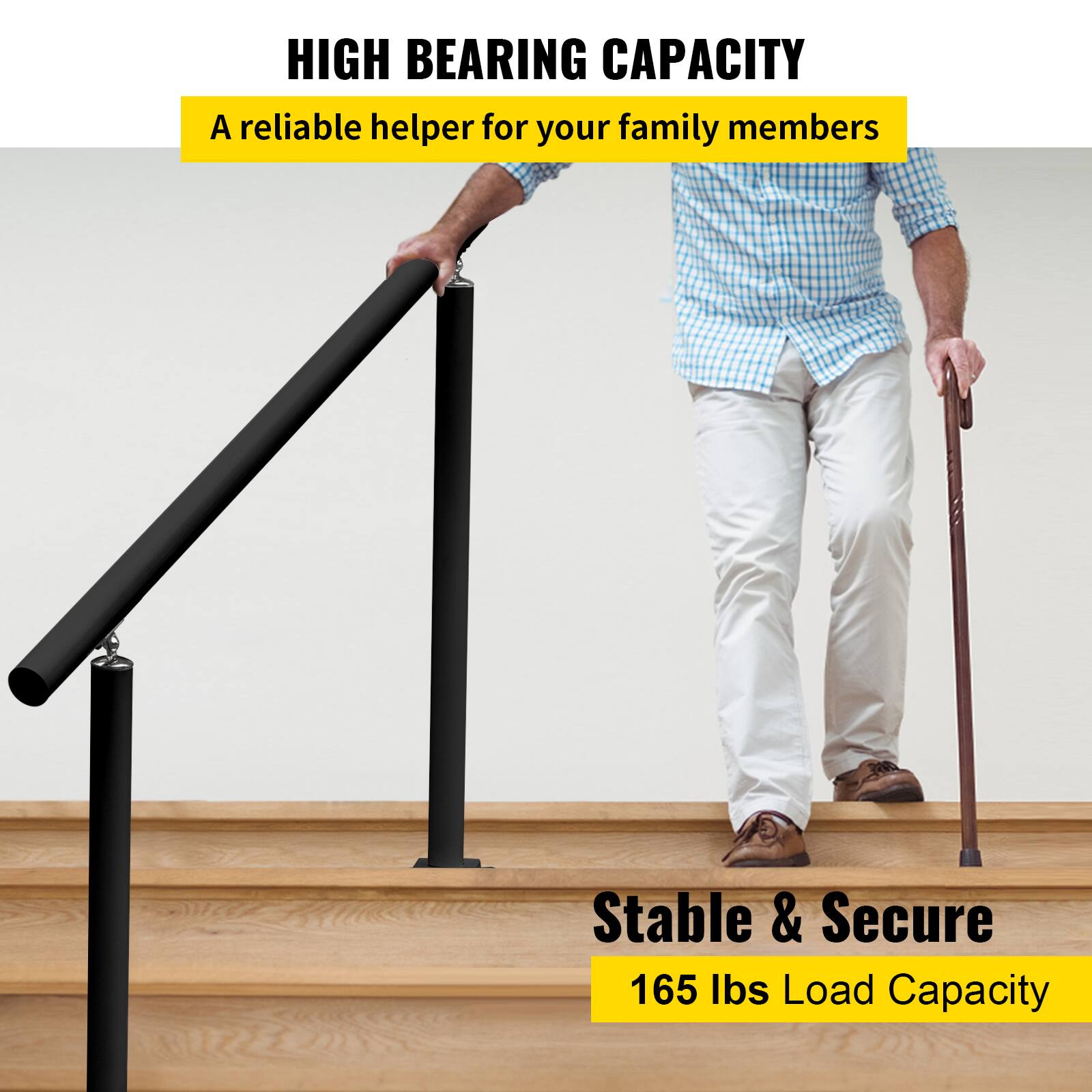 HIGH BEARING CAPACITY
A reliable helper for your family members
Stable & Secure
165 lbs Load Capacity
