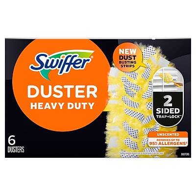 Swiffer Duster Heavy Duty  
NEW Dust Busting Strips  
2 Sided Trap Lock  
6 Dusters  
Unscented  
Removes up to 955 Allergens!