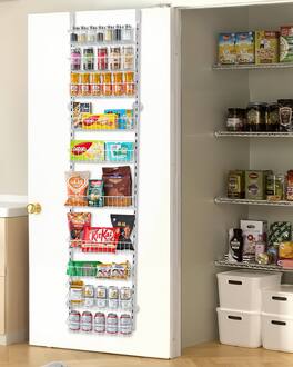 VEVOR - Over the Door Pantry Organizer, 10-Tier Pantry Organization and Storage, Heavy-Duty Steel Hanging Spice Rack - White